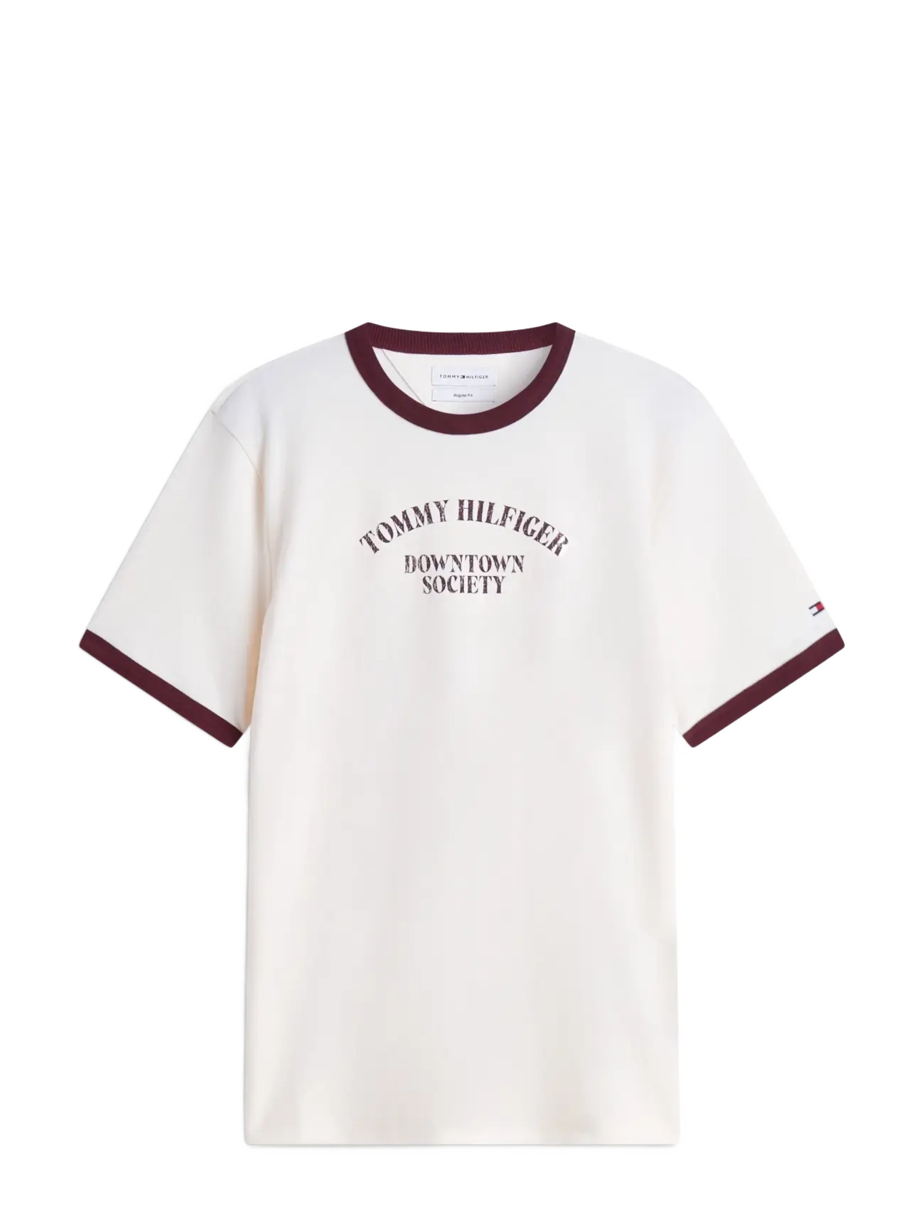 Tommy Hilfiger - GRAPHIC VARSITY RINGER TEE - kortærmede t-shirts - ivory petal - 1