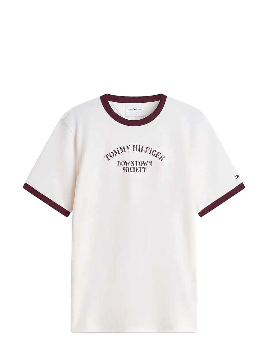 Tommy Hilfiger - GRAPHIC VARSITY RINGER TEE - kortærmede t-shirts - ivory petal - 1