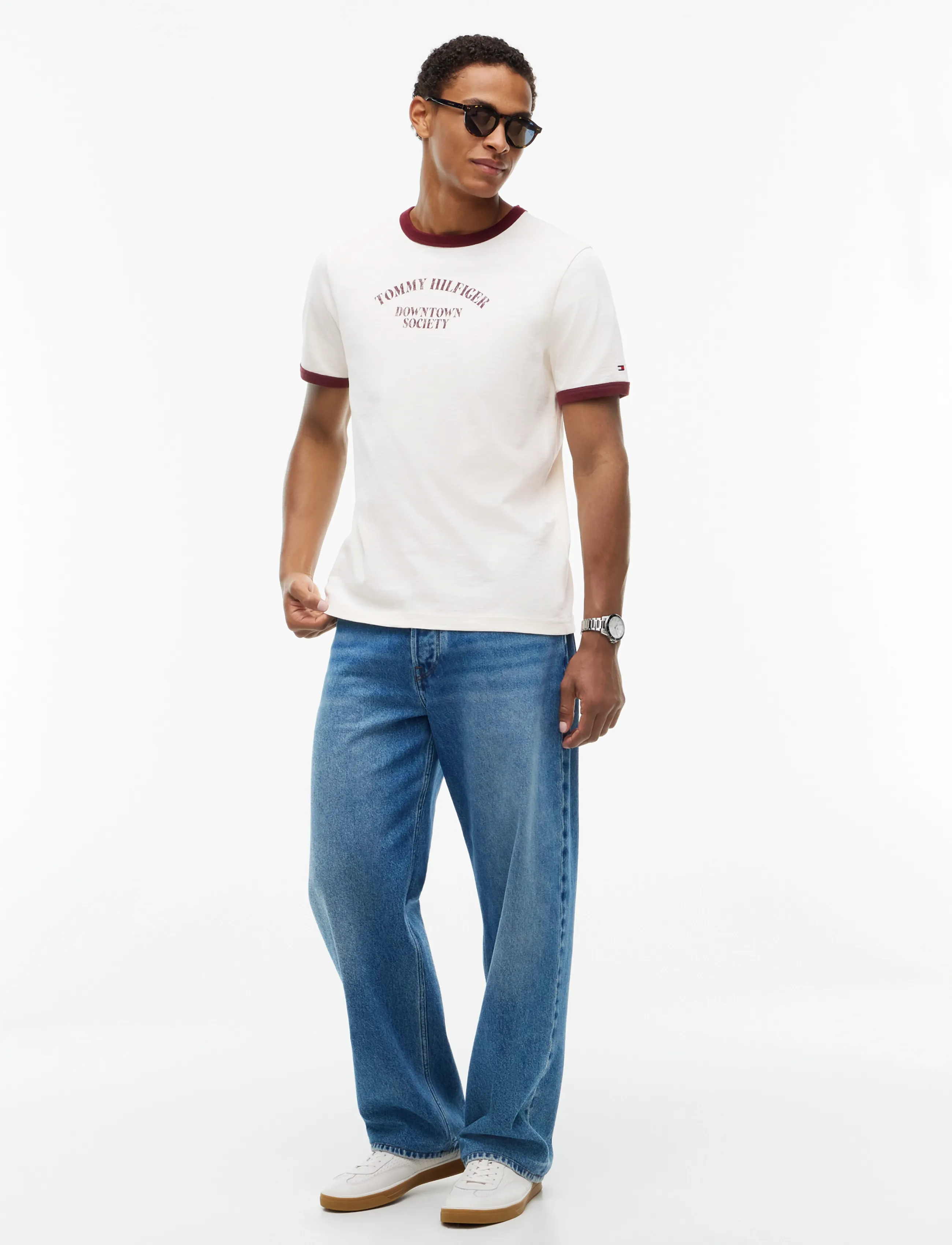 Tommy Hilfiger - GRAPHIC VARSITY RINGER TEE - kortærmede t-shirts - ivory petal - 4