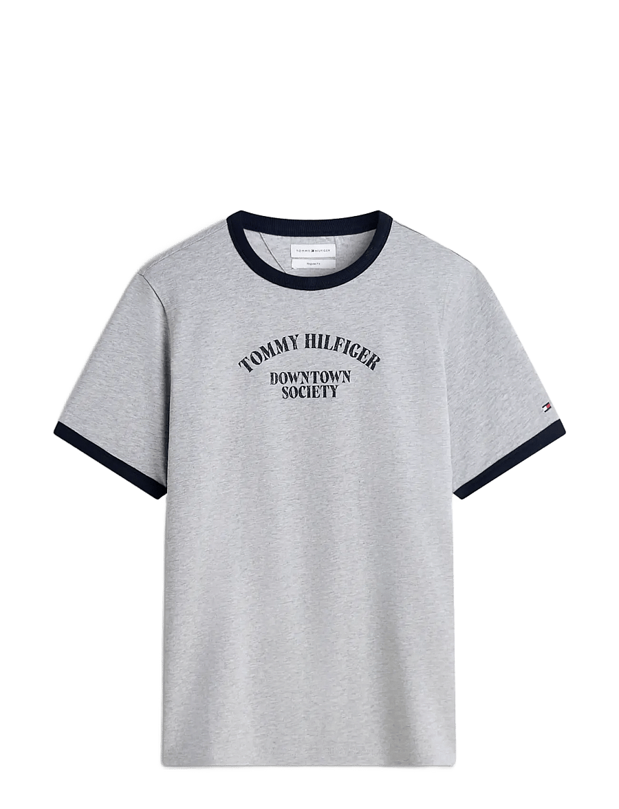 Tommy Hilfiger - GRAPHIC VARSITY RINGER TEE - kurzärmelige t-shirts - light grey heather - 1