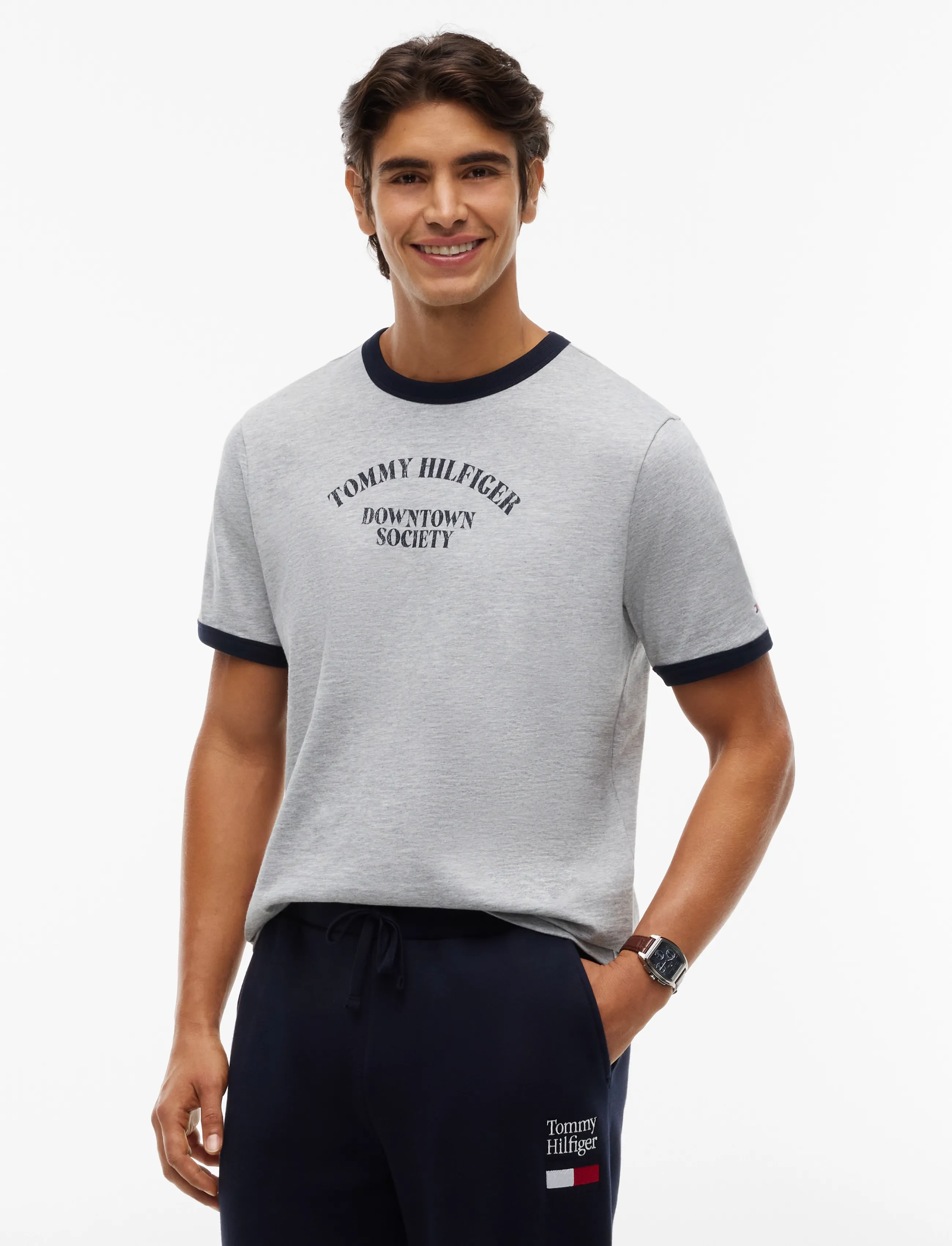 Tommy Hilfiger GRAPHIC VARSITY RINGER TEE - Osta olukorra järgi - LIGHT GREY HEATHER / grey
