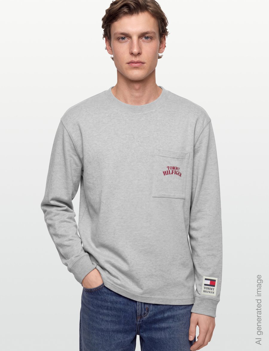 Tommy Hilfiger - GRAPHIC VARSITY POCKET LS TEE - długi rękaw - light grey heather - 3