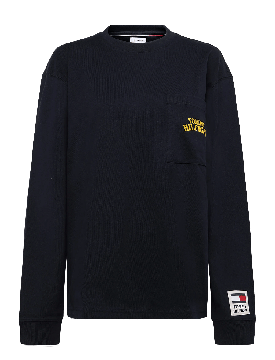 Tommy Hilfiger - GRAPHIC VARSITY POCKET LS TEE - langærmede t-shirts - navy blue - 0