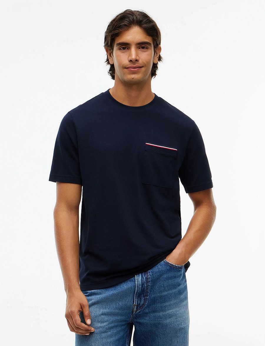Tommy Hilfiger - RWB PIQUE TEE - kurzärmelige t-shirts - navy blue - 0