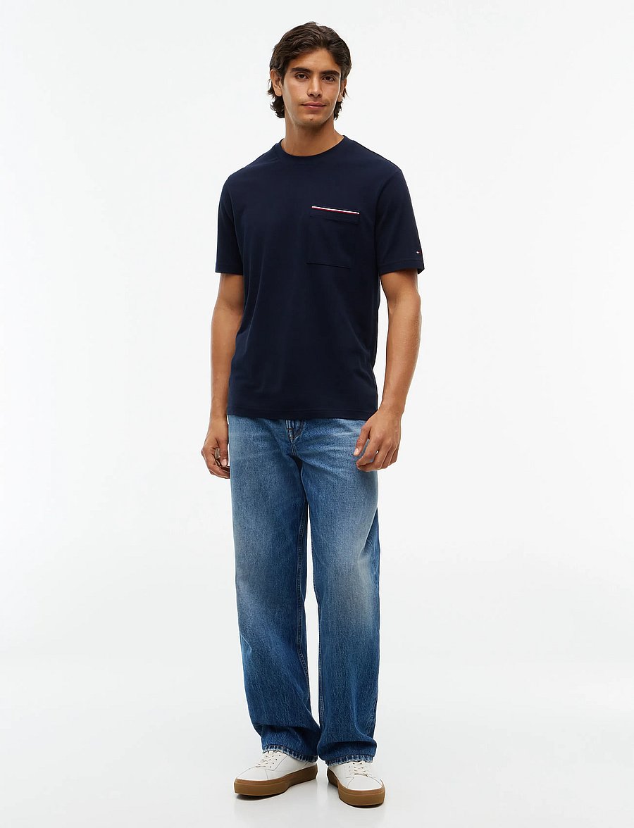 Tommy Hilfiger - RWB PIQUE TEE - kurzärmelige t-shirts - navy blue - 4