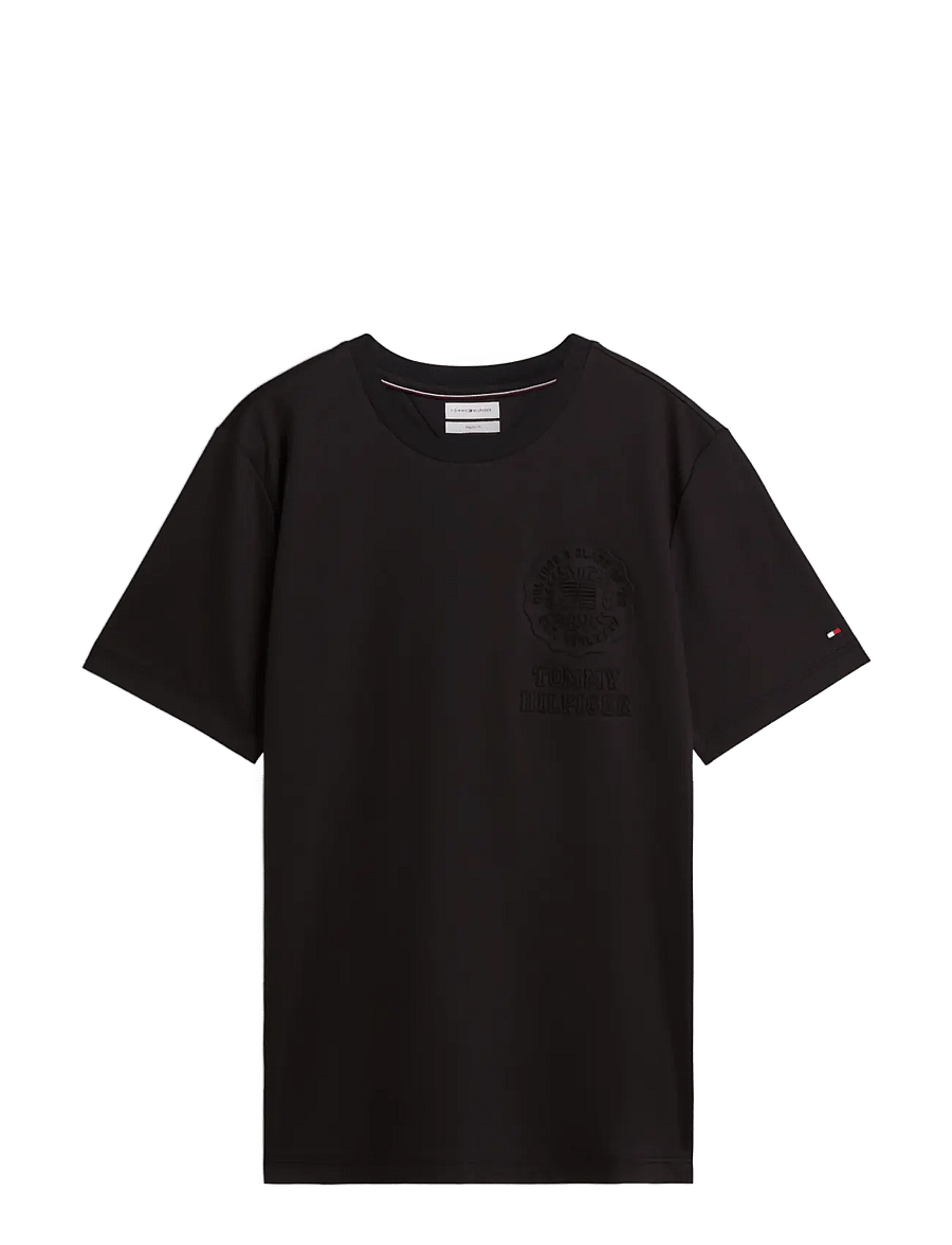 Tommy Hilfiger - INTERLOCK EMBOSSED T-SHIRT - kurzärmelige t-shirts - black - 1