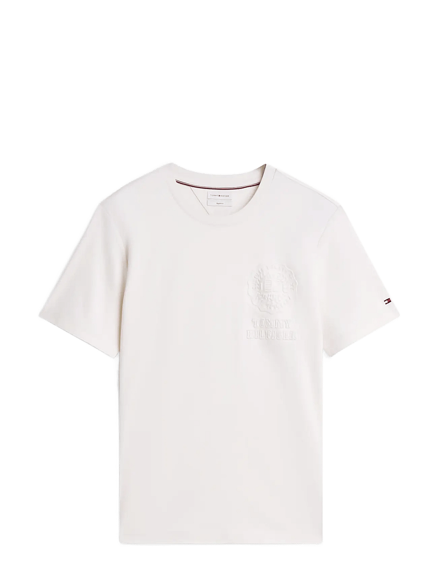 Tommy Hilfiger - INTERLOCK EMBOSSED T-SHIRT - kurzärmelige t-shirts - ivory petal - 1