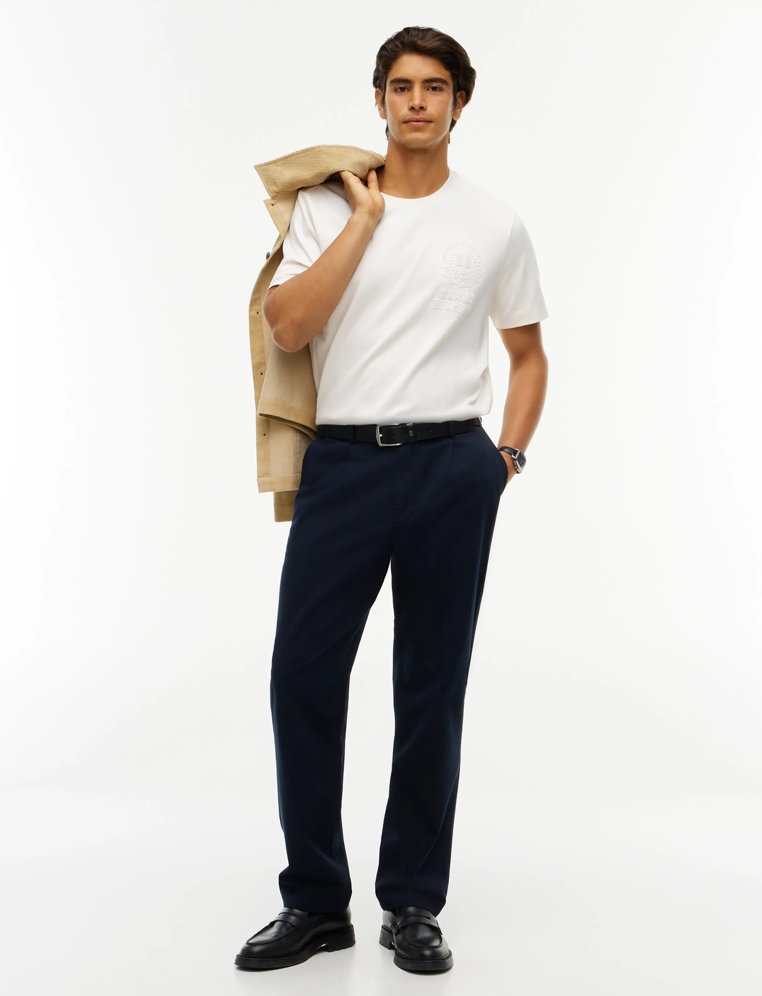 Tommy Hilfiger - INTERLOCK EMBOSSED T-SHIRT - kortærmede t-shirts - ivory petal - 4