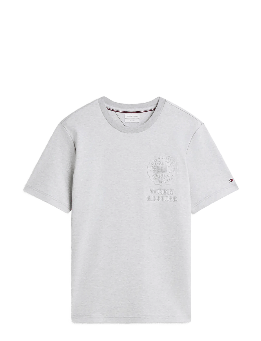 Tommy Hilfiger - INTERLOCK EMBOSSED T-SHIRT - kurzärmelige t-shirts - light grey heather - 1