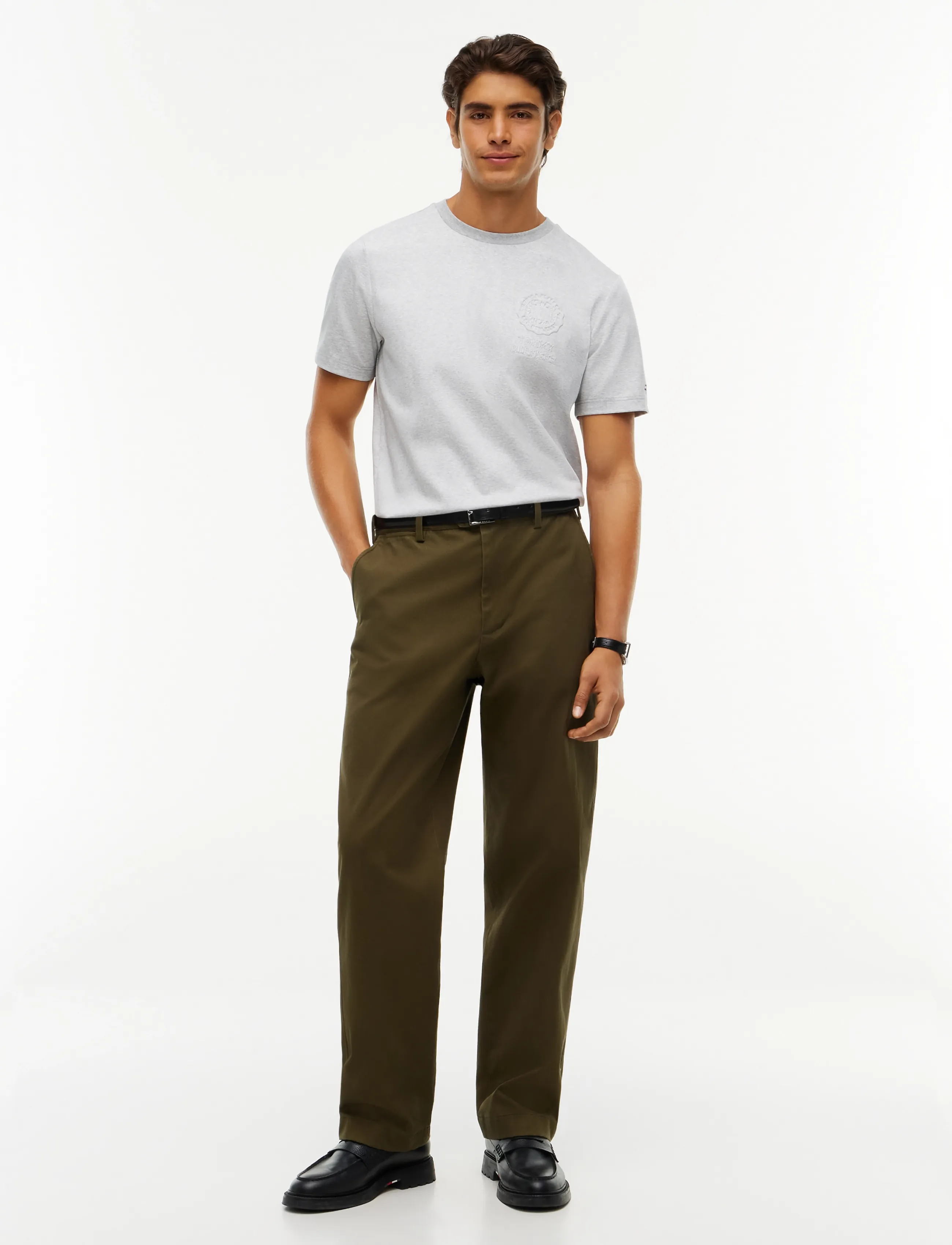 Tommy Hilfiger - INTERLOCK EMBOSSED T-SHIRT - kortærmede t-shirts - light grey heather - 4