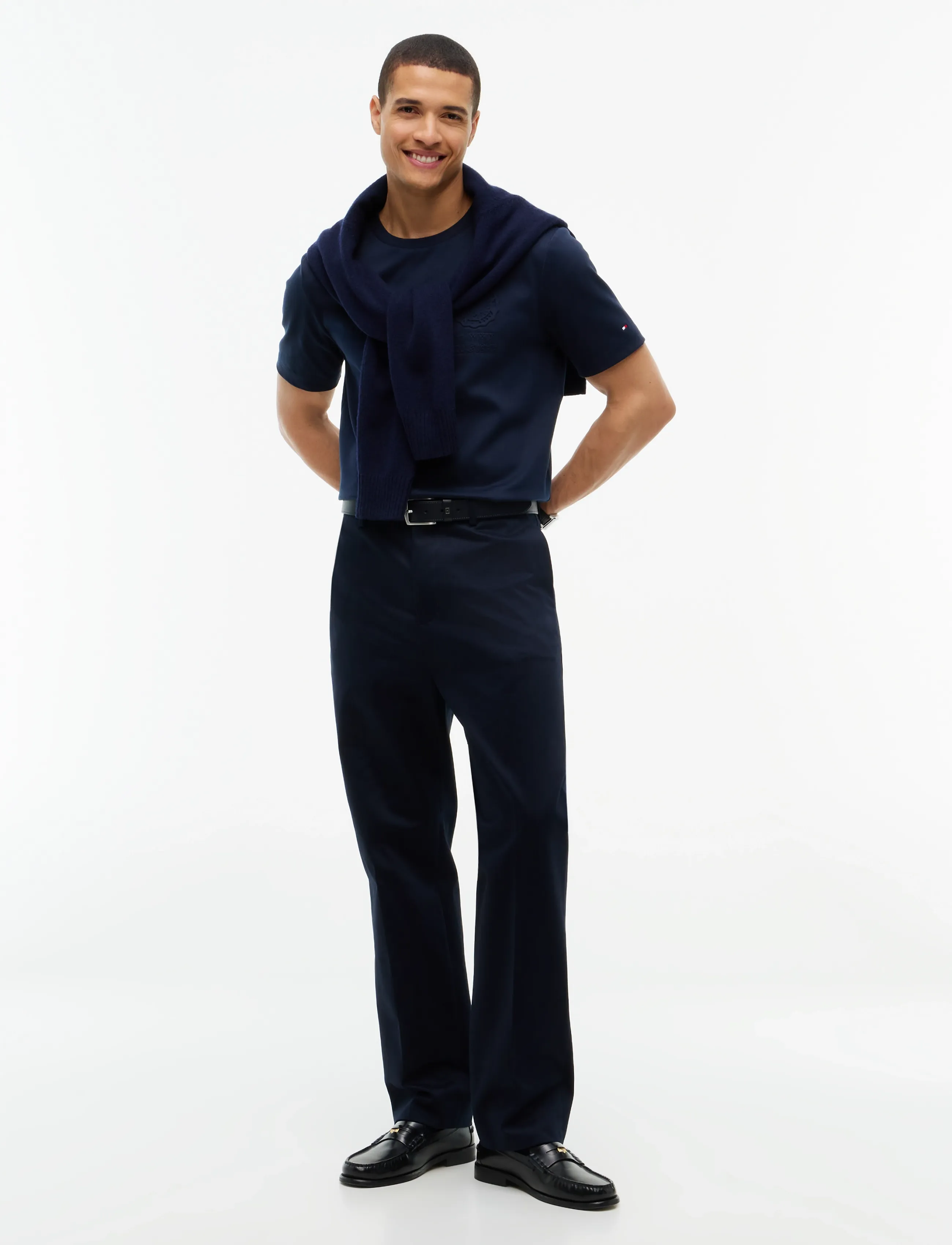 Tommy Hilfiger - INTERLOCK EMBOSSED T-SHIRT - kortærmede t-shirts - navy blue - 4