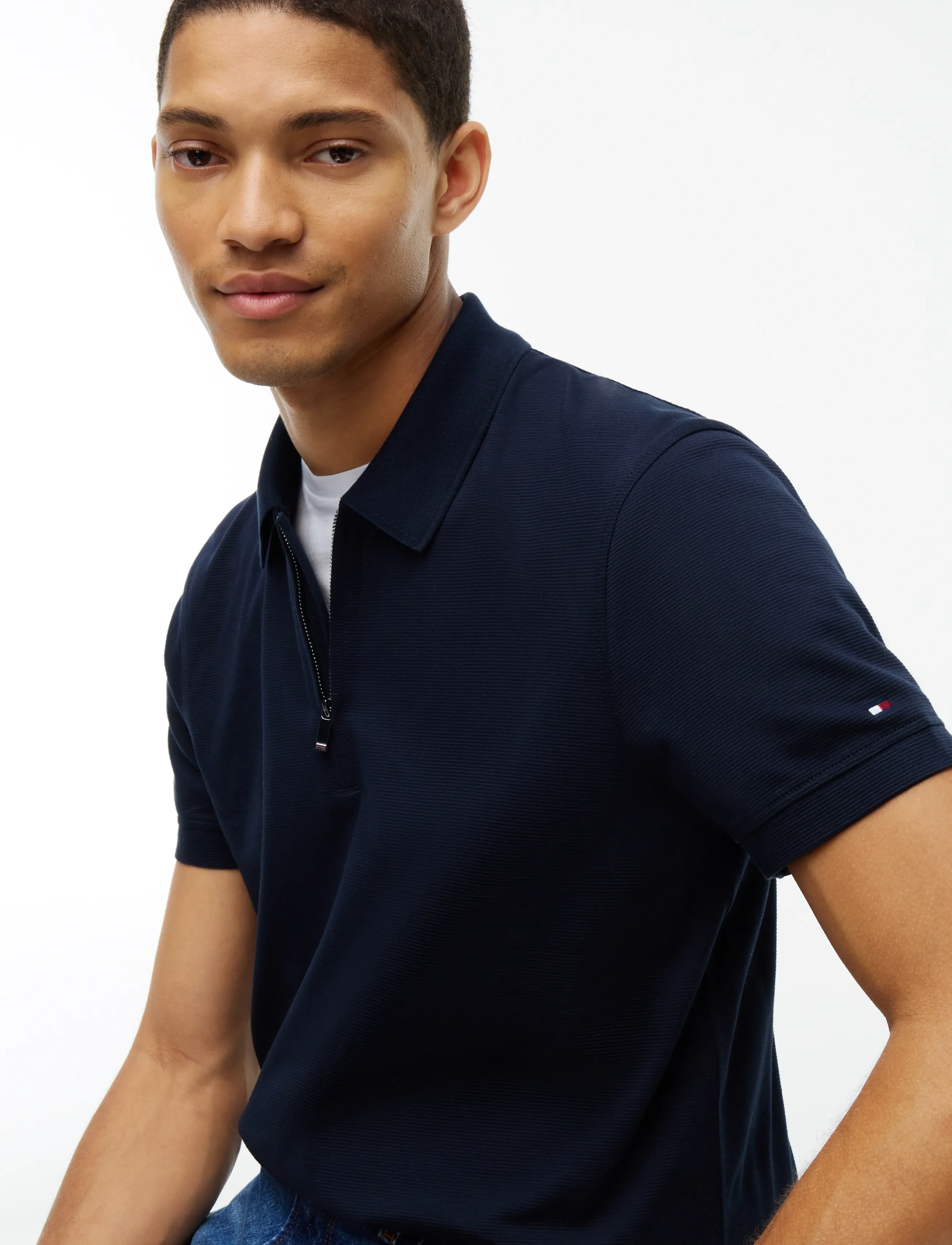 Tommy Hilfiger - NY PERFORMANCE ZIP POLO - short-sleeved polos - navy blue - 3