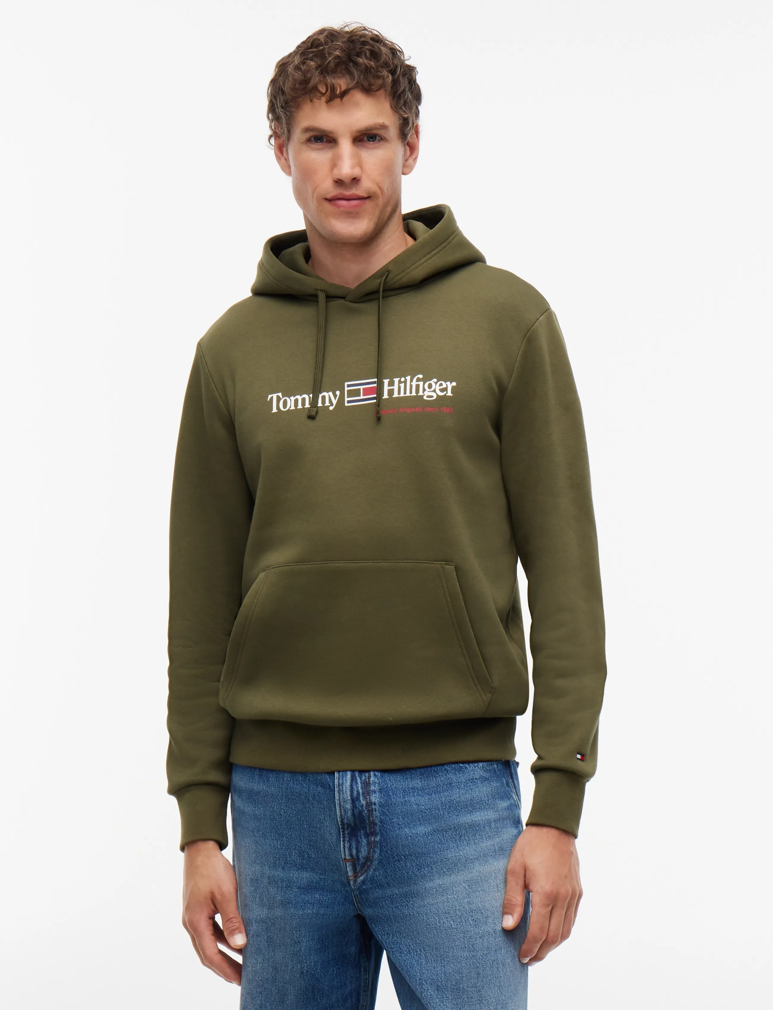 Tommy Hilfiger RWB GRAPHIC REG FLEECE HOODIE - Tommy Hilfiger - HUNTSMAN GREEN / khaki/green