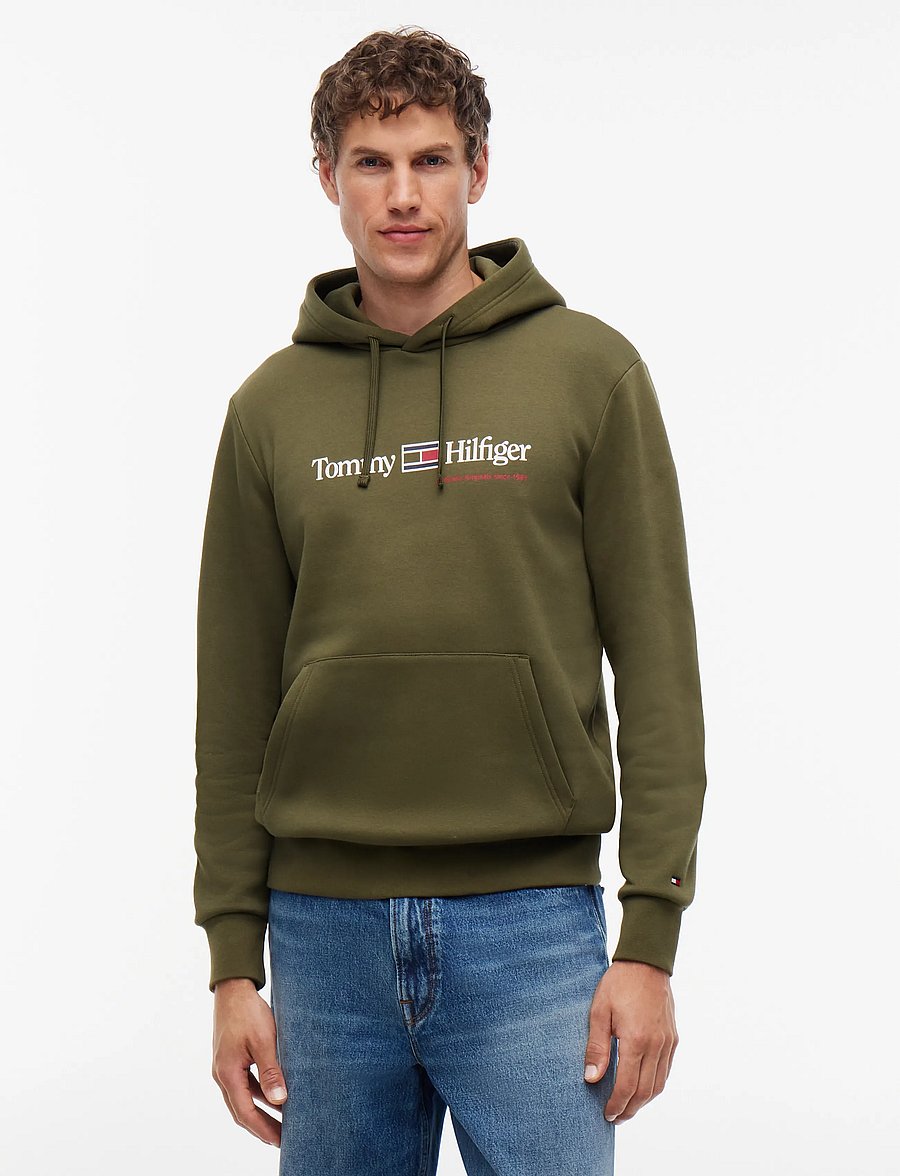 Tommy Hilfiger - RWB GRAPHIC REG FLEECE HOODIE - hættetrøjer - huntsman green - 0