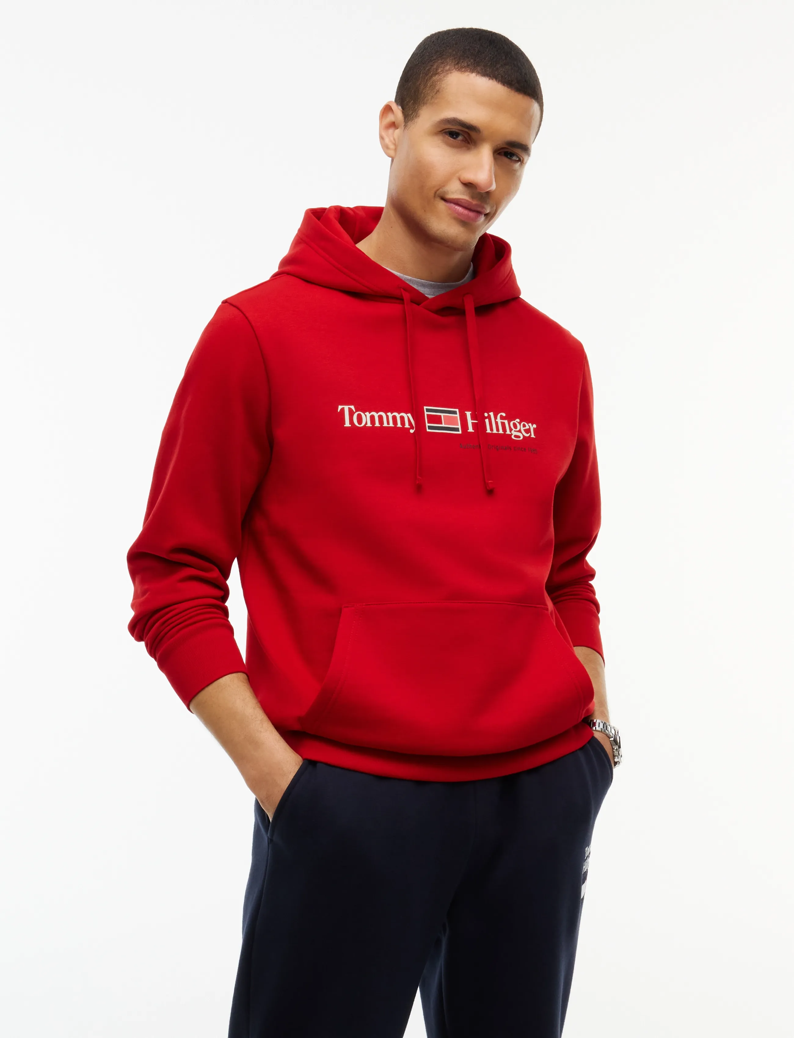 Tommy Hilfiger RWB GRAPHIC REG FLEECE HOODIE - Tommy Hilfiger - MEDIUM RED / red