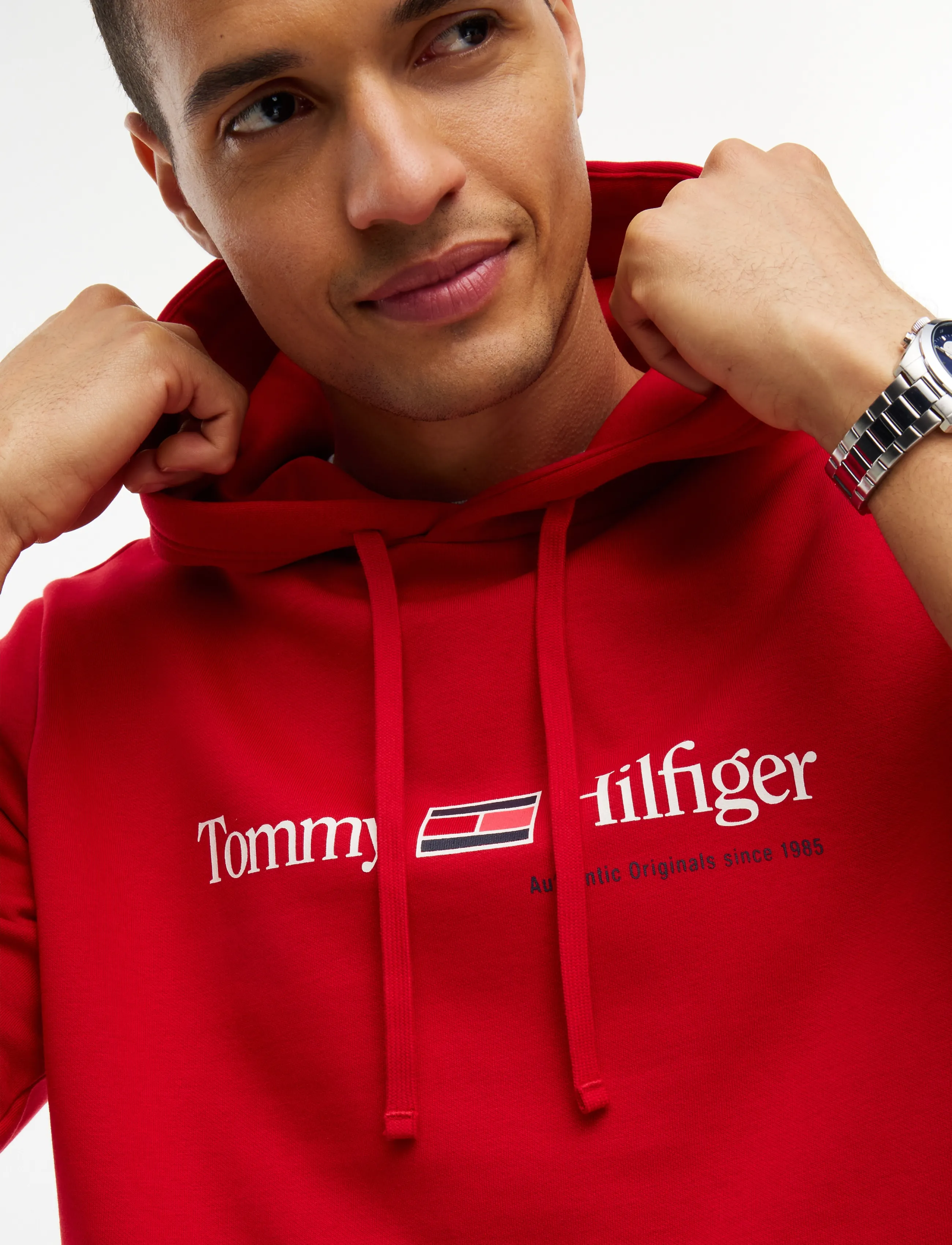Tommy Hilfiger - RWB GRAPHIC REG FLEECE HOODIE - hættetrøjer - medium red - 3