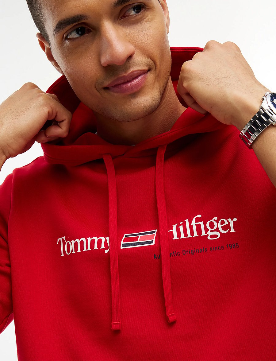 Tommy Hilfiger - RWB GRAPHIC REG FLEECE HOODIE - hættetrøjer - medium red - 3