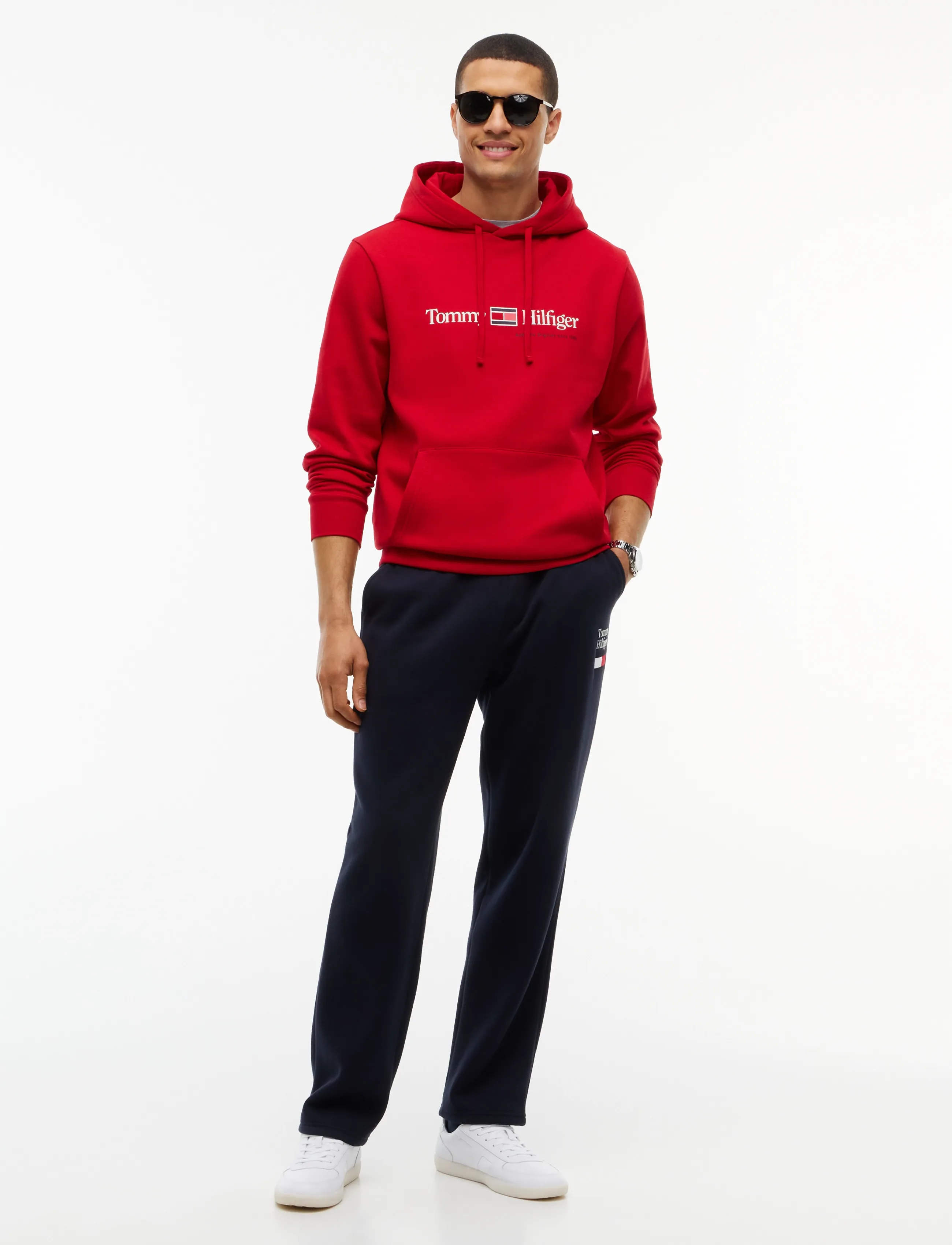 Tommy Hilfiger - RWB GRAPHIC REG FLEECE HOODIE - hættetrøjer - medium red - 4