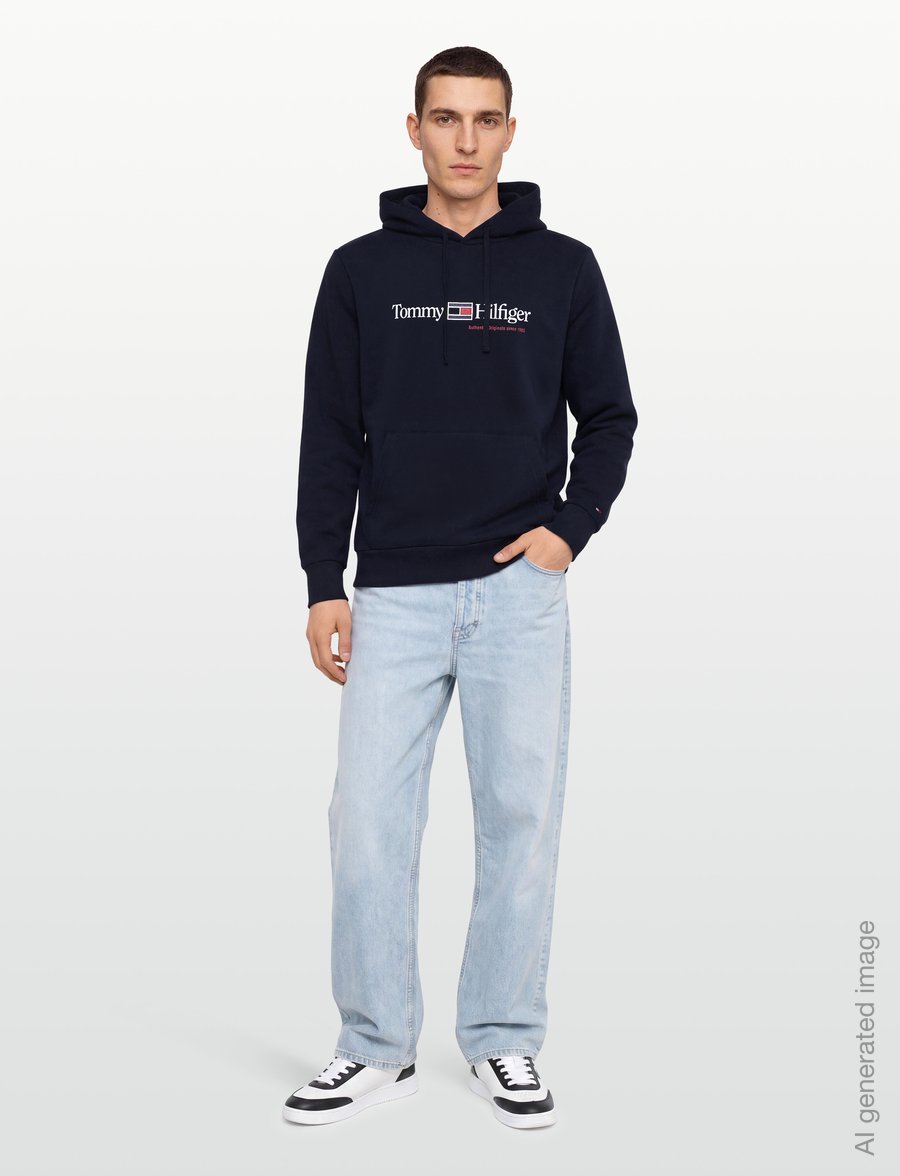 Tommy Hilfiger - RWB GRAPHIC REG FLEECE HOODIE - kapuutsiga pusad - navy blue - 0