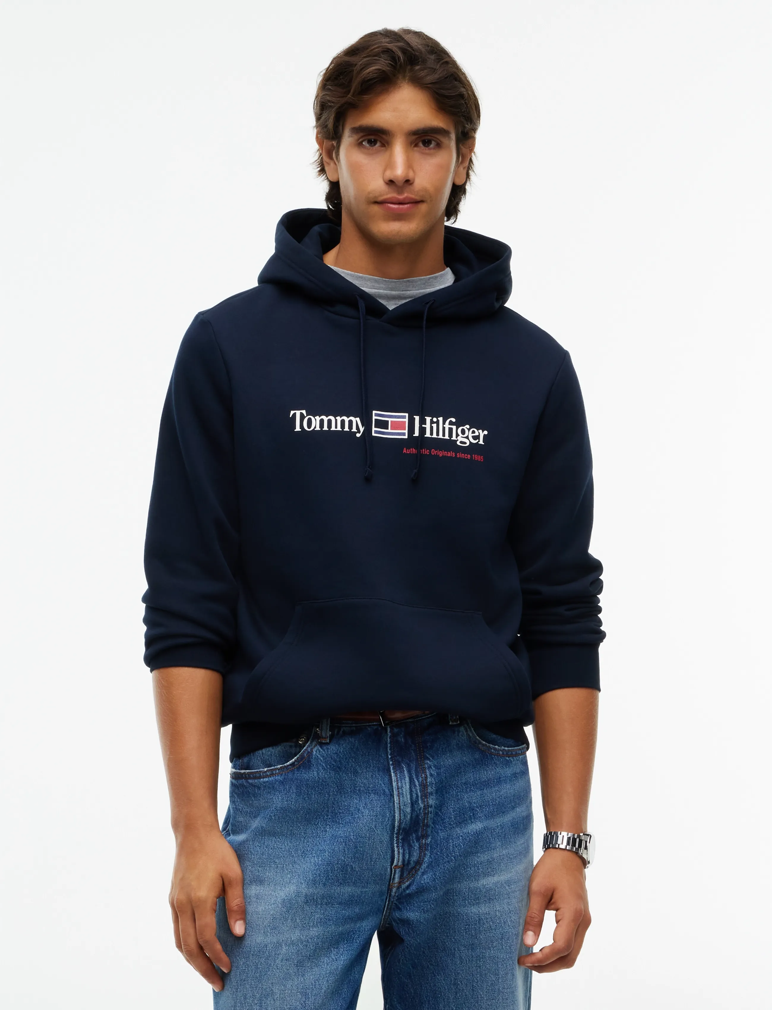 Tommy Hilfiger RWB GRAPHIC REG FLEECE HOODIE - Sweatshirts - NAVY BLUE / navy