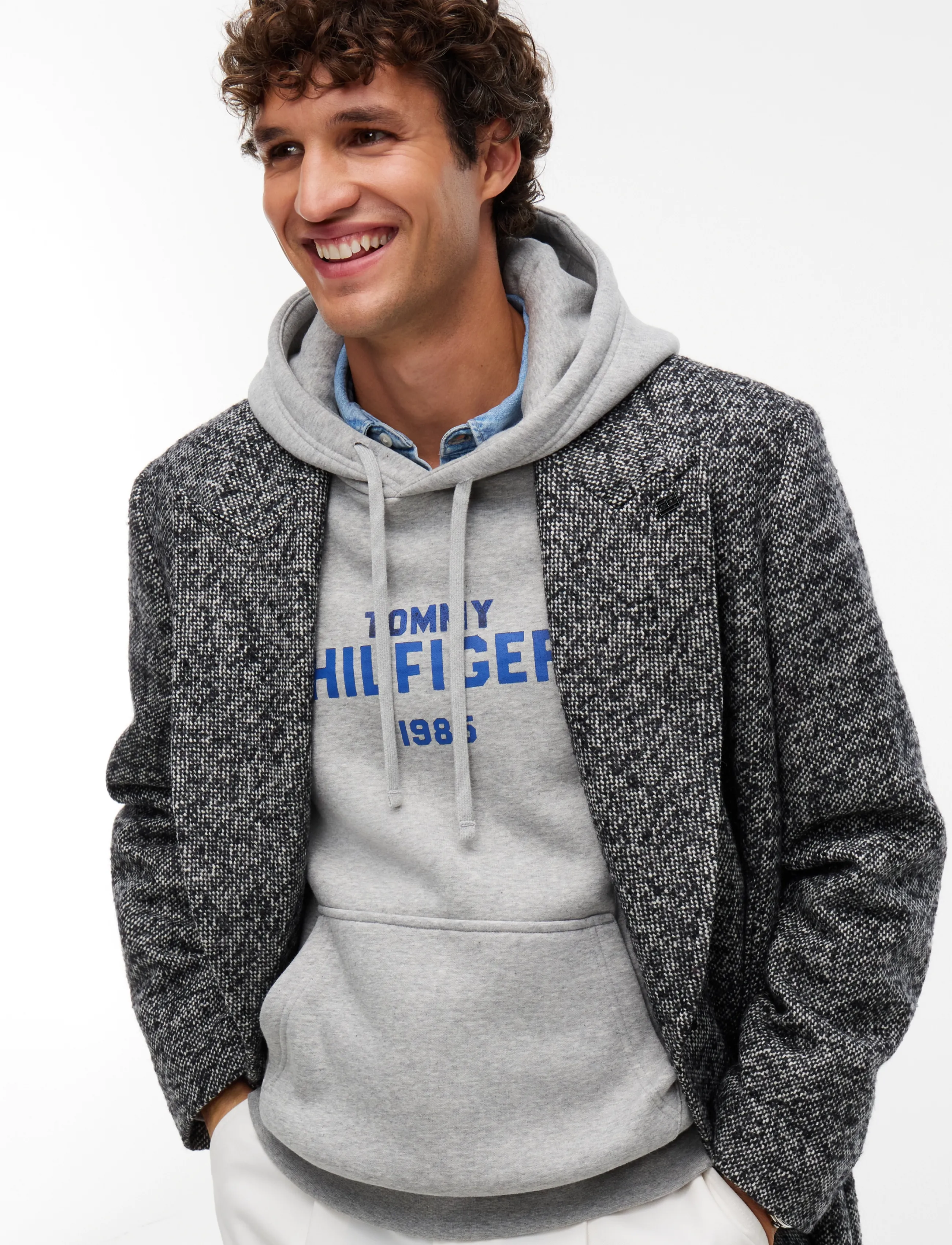 Tommy Hilfiger - HILFIGER STACK REG FLEECE HOODIE - light grey heather - 5
