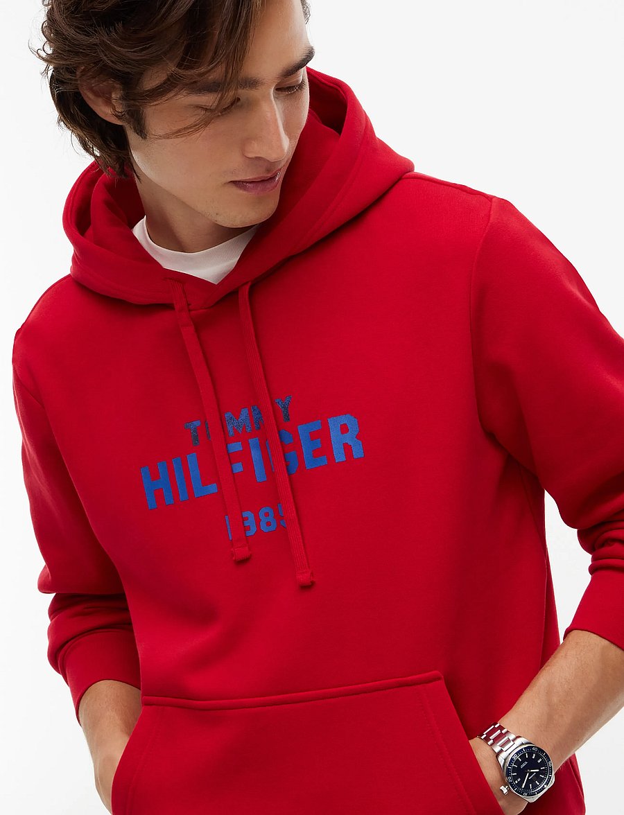 Tommy Hilfiger - HILFIGER STACK REG FLEECE HOODIE - hettupeysur - medium red - 4