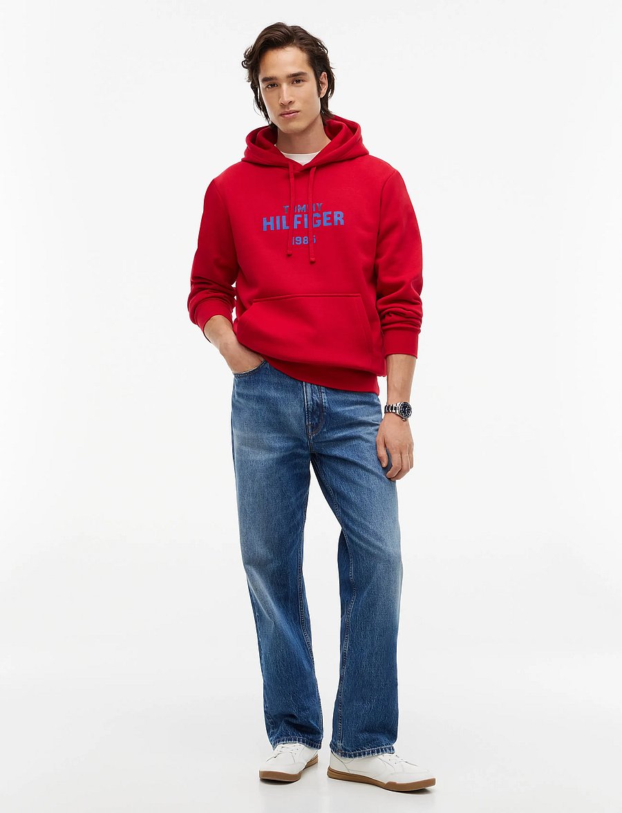 Tommy Hilfiger - HILFIGER STACK REG FLEECE HOODIE - hettupeysur - medium red - 5