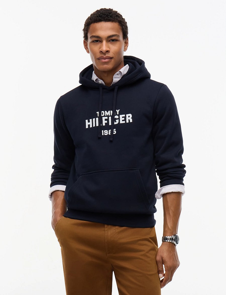 Tommy Hilfiger - HILFIGER STACK REG FLEECE HOODIE - kapuzenpullover - navy blue - 0