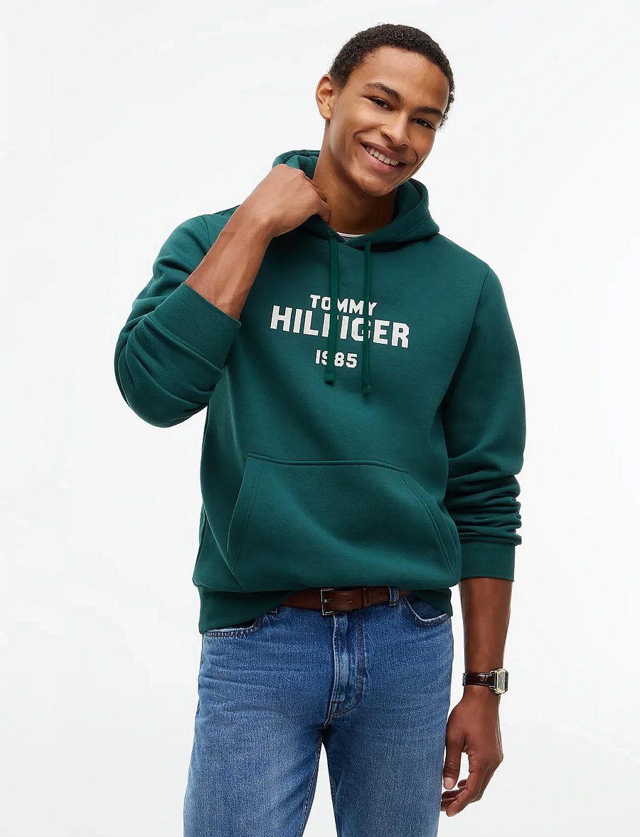 Tommy Hilfiger - HILFIGER STACK REG FLEECE HOODIE - hættetrøjer - ornamental green - 0