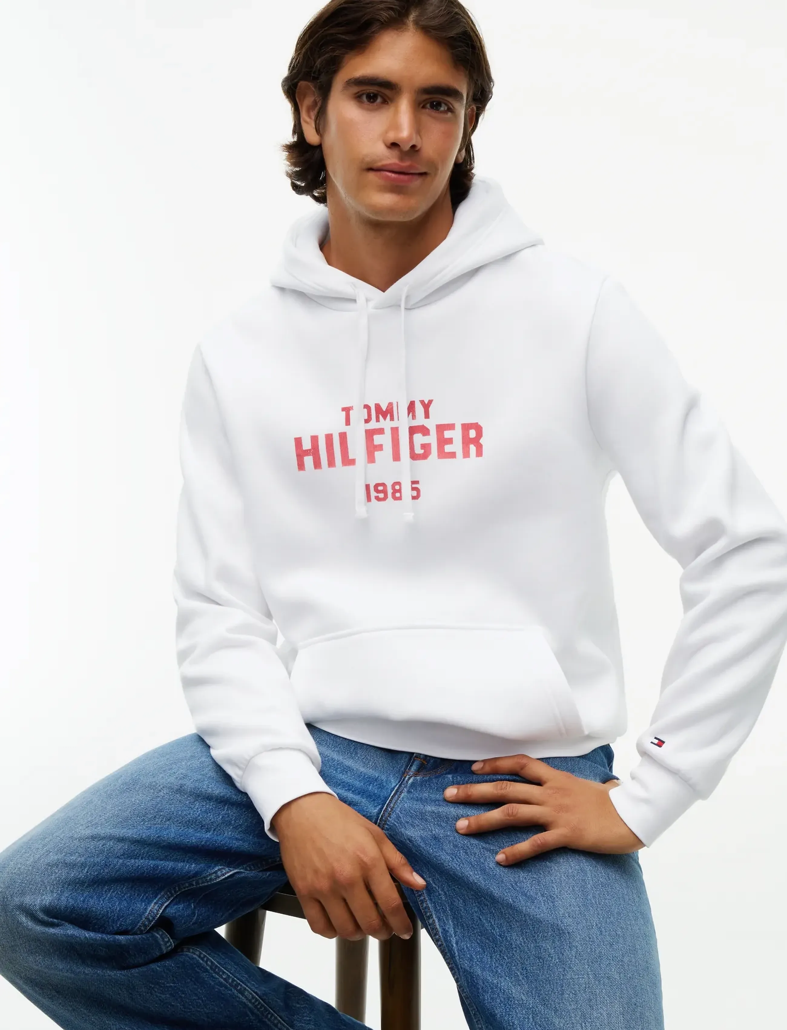 Tommy Hilfiger - HILFIGER STACK REG FLEECE HOODIE - hættetrøjer - white - 4