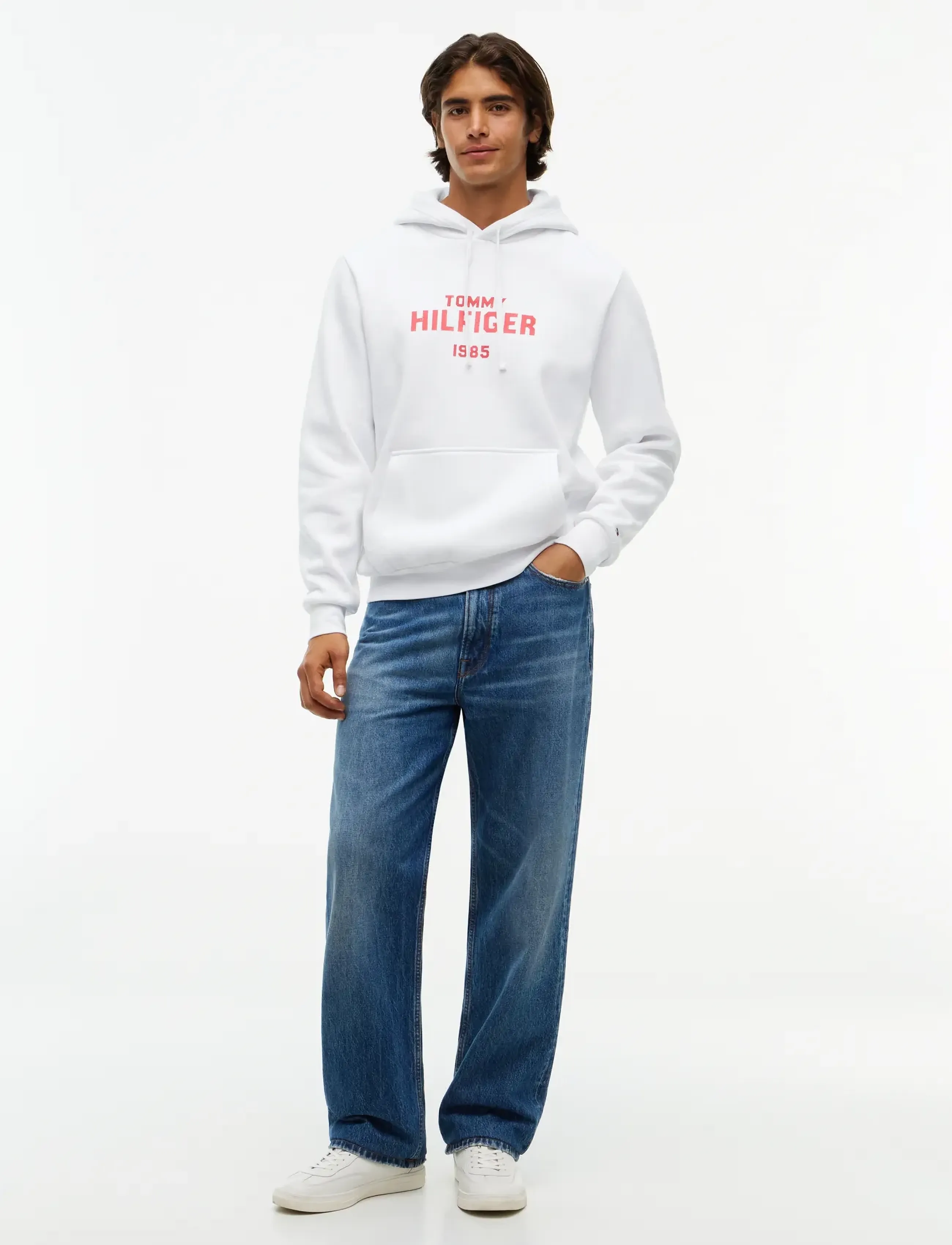 Tommy Hilfiger - HILFIGER STACK REG FLEECE HOODIE - hættetrøjer - white - 5