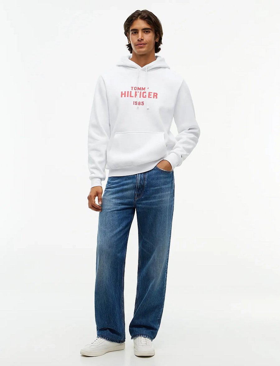 Tommy Hilfiger - HILFIGER STACK REG FLEECE HOODIE - hættetrøjer - white - 5