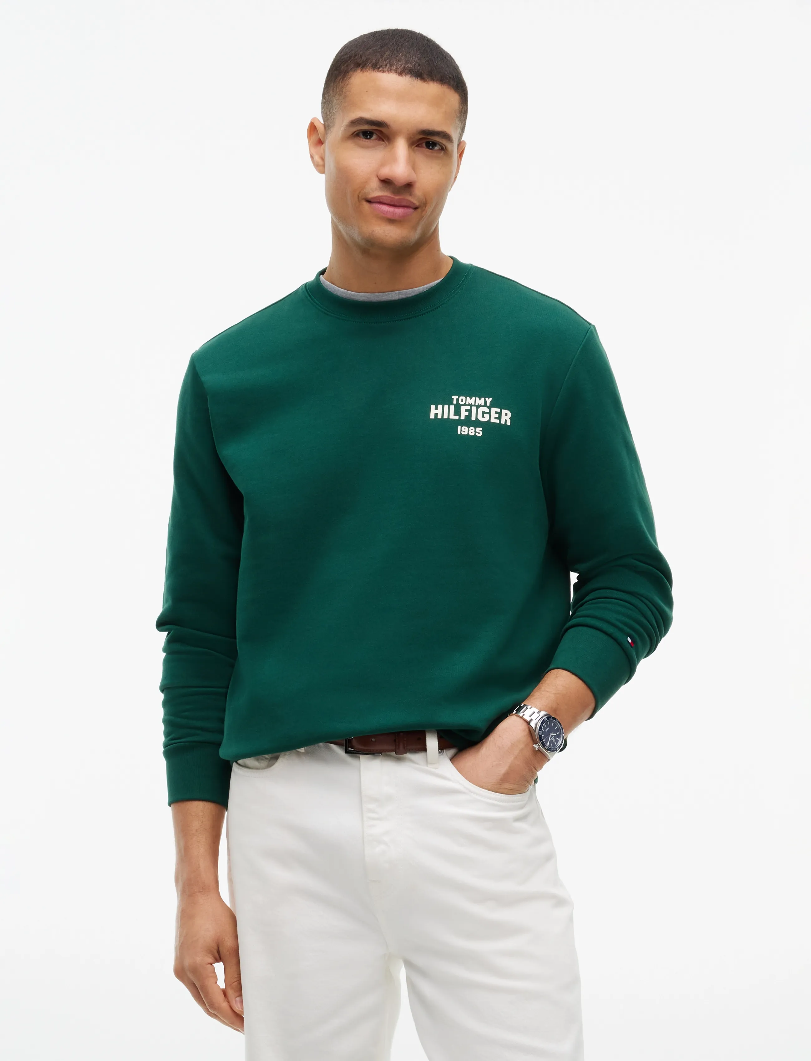 Tommy Hilfiger HILFIGER 1985 REF TERRY CREW - Tøj - ORNAMENTAL GREEN / green
