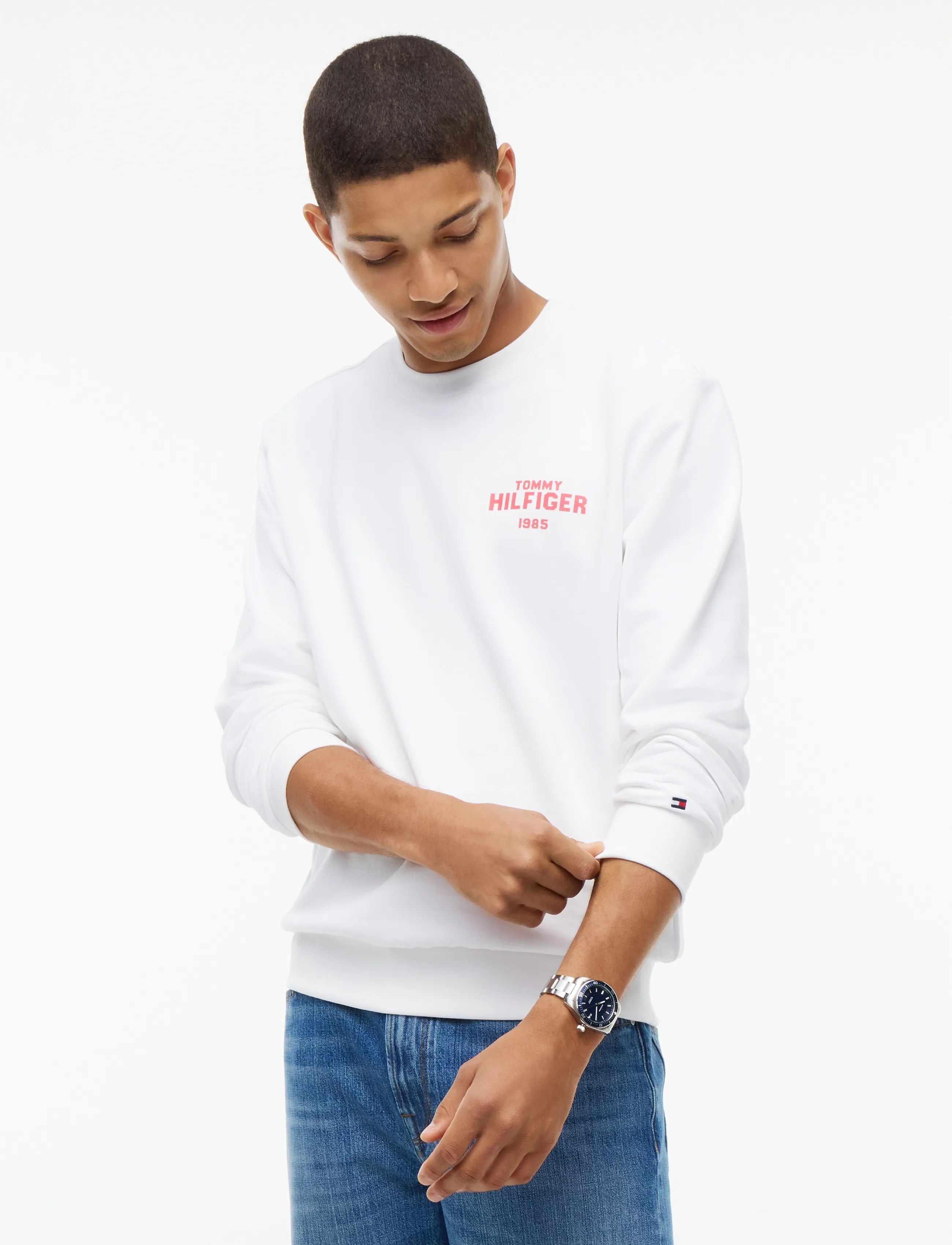 Tommy Hilfiger HILFIGER 1985 REF TERRY CREW - Tøj - WHITE / white