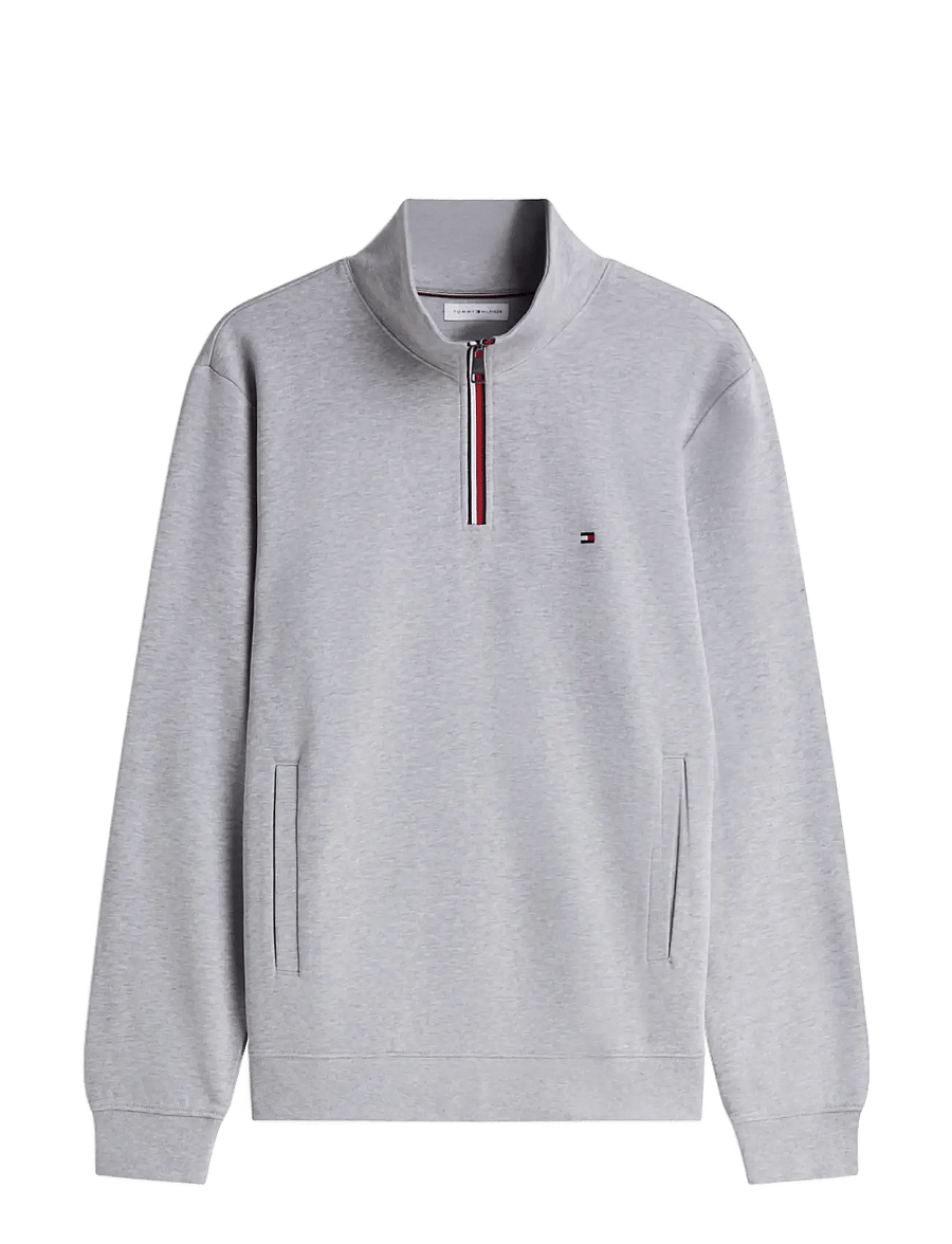 Tommy Hilfiger - RWB TIPPING TERRY REG 1/4 ZIP - pullover mit halbem reißverschluss - light grey heather - 1
