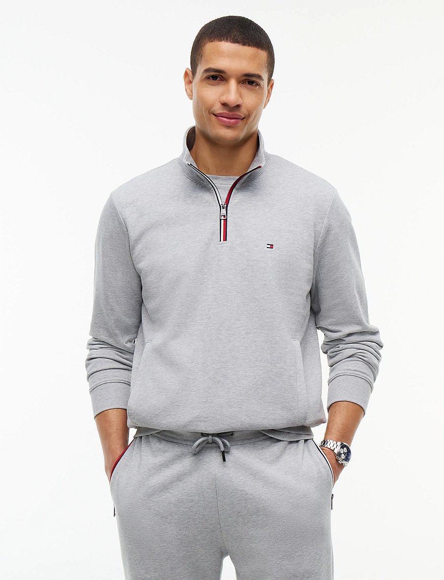 Tommy Hilfiger - RWB TIPPING TERRY REG 1/4 ZIP - pullover mit halbem reißverschluss - light grey heather - 0