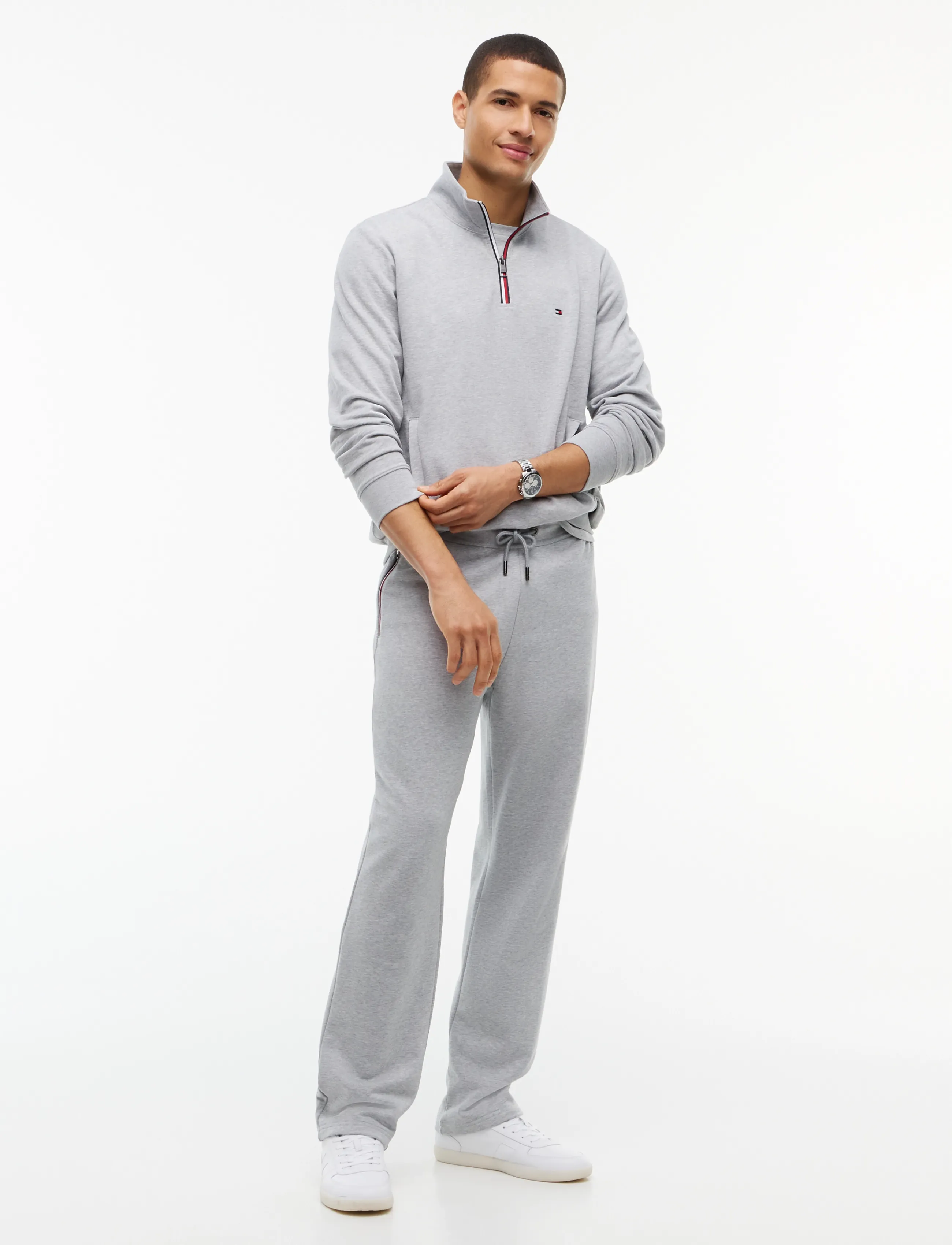 Tommy Hilfiger - RWB TIPPING TERRY REG 1/4 ZIP - pullover mit halbem reißverschluss - light grey heather - 4