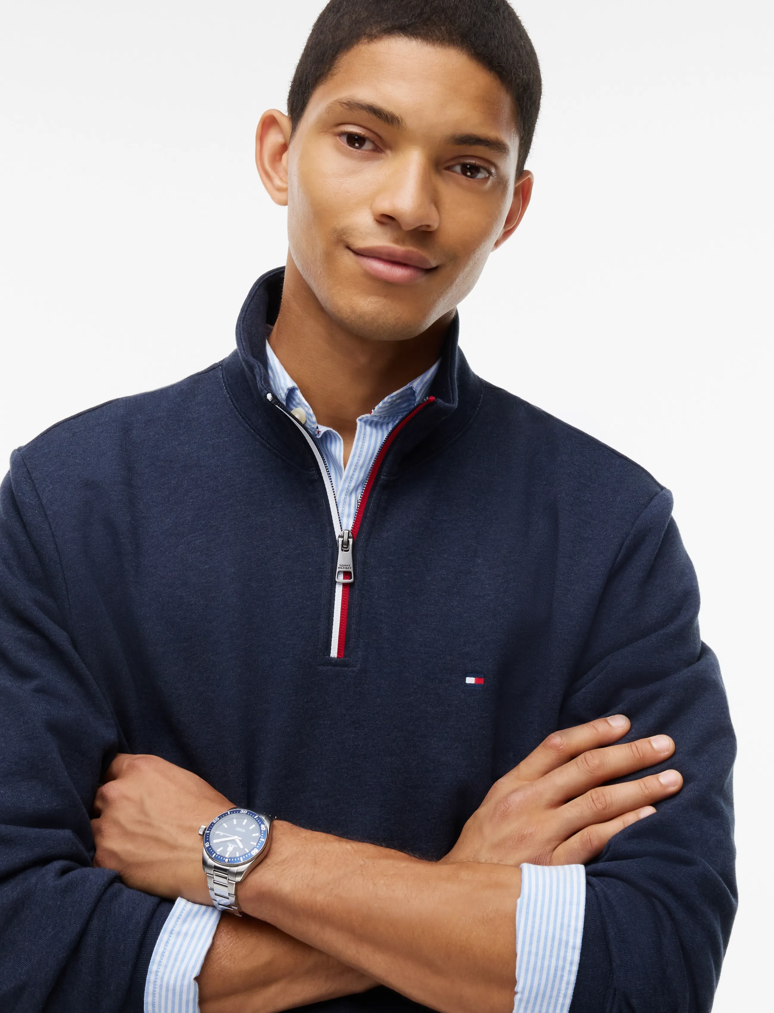 Tommy Hilfiger - RWB TIPPING TERRY REG 1/4 ZIP - navy blue heather - 3