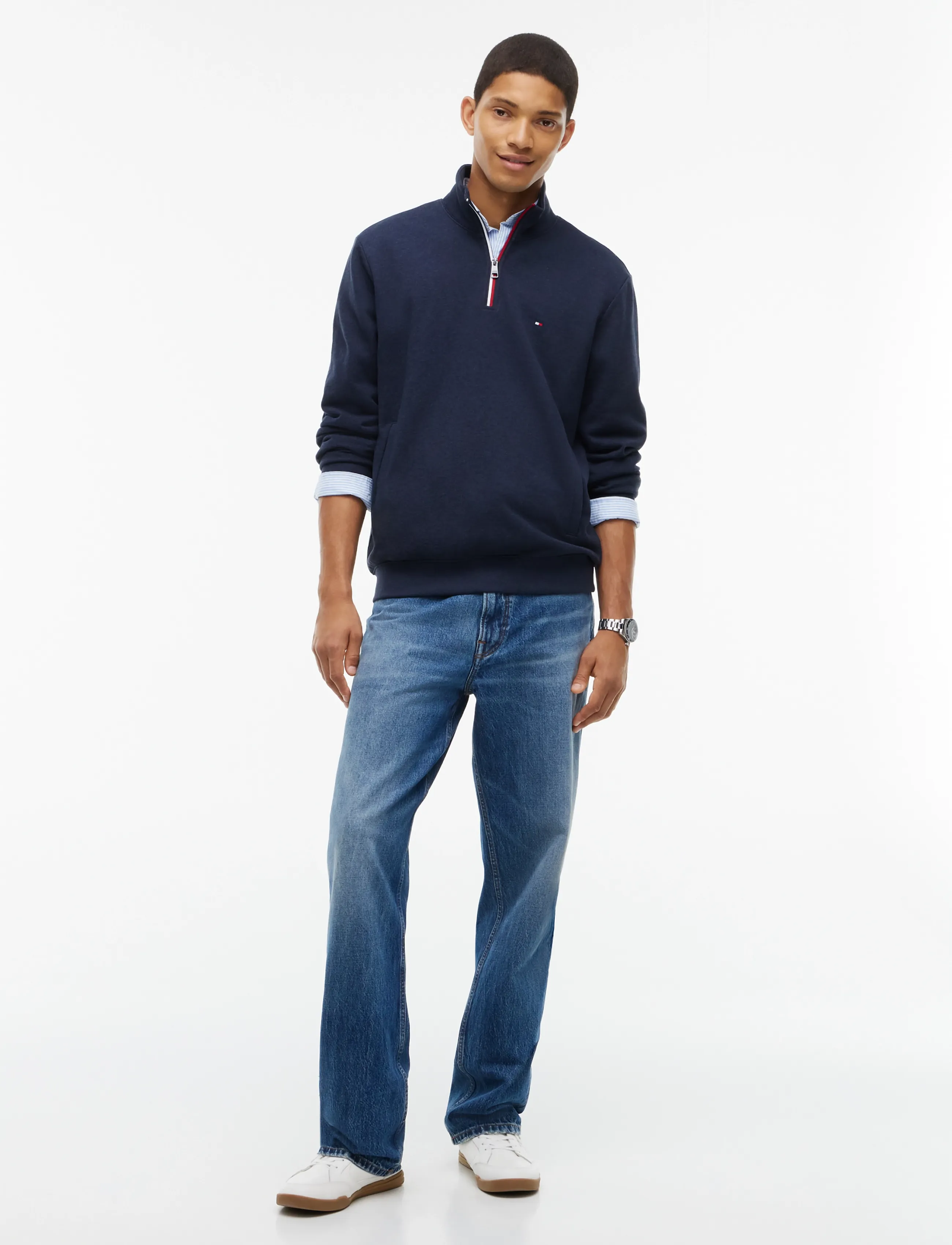 Tommy Hilfiger - RWB TIPPING TERRY REG 1/4 ZIP - navy blue heather - 4