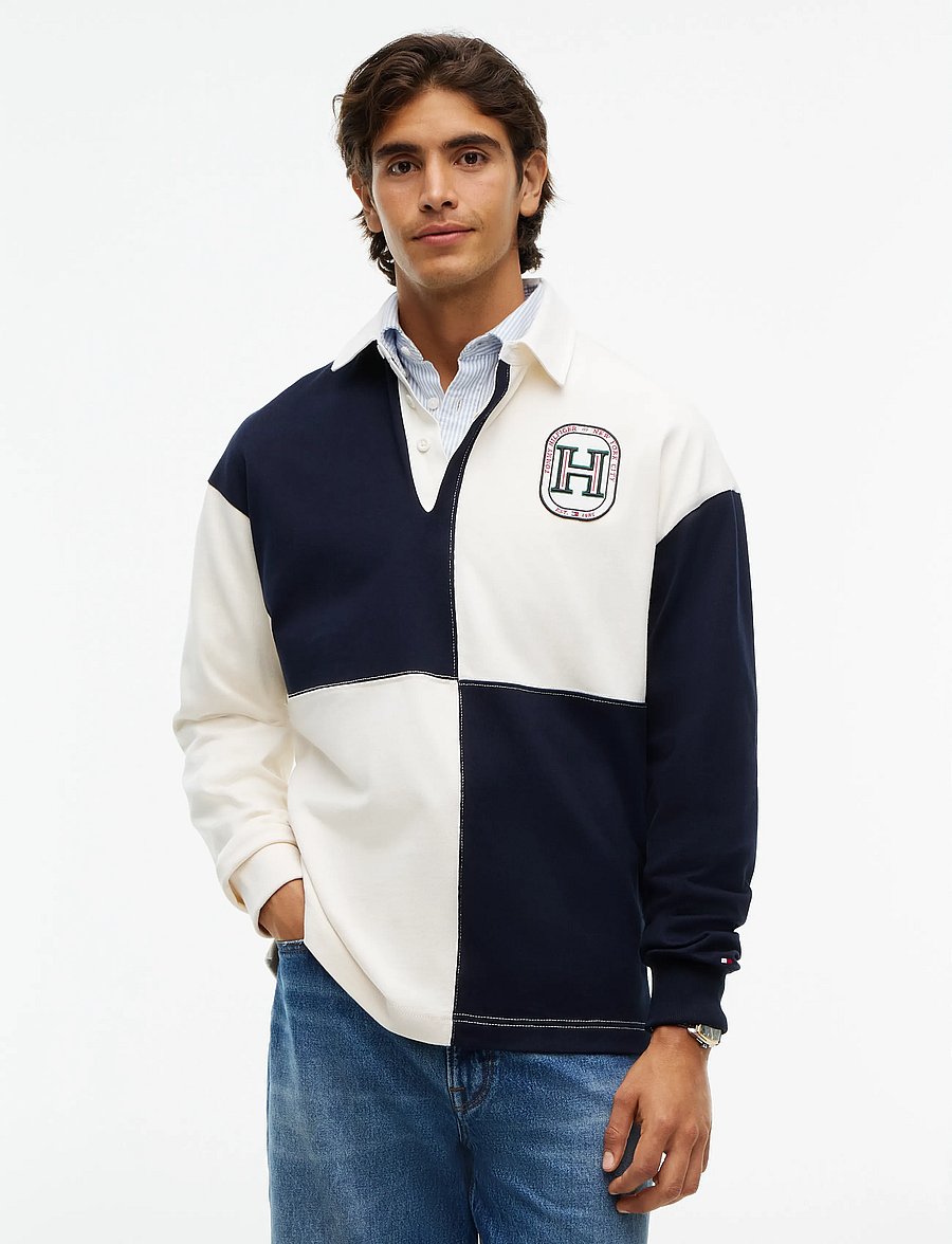 Tommy Hilfiger - VARSITY FASHION RUGBY - pikkade varrukatega kootud polod - ivory petal - 0