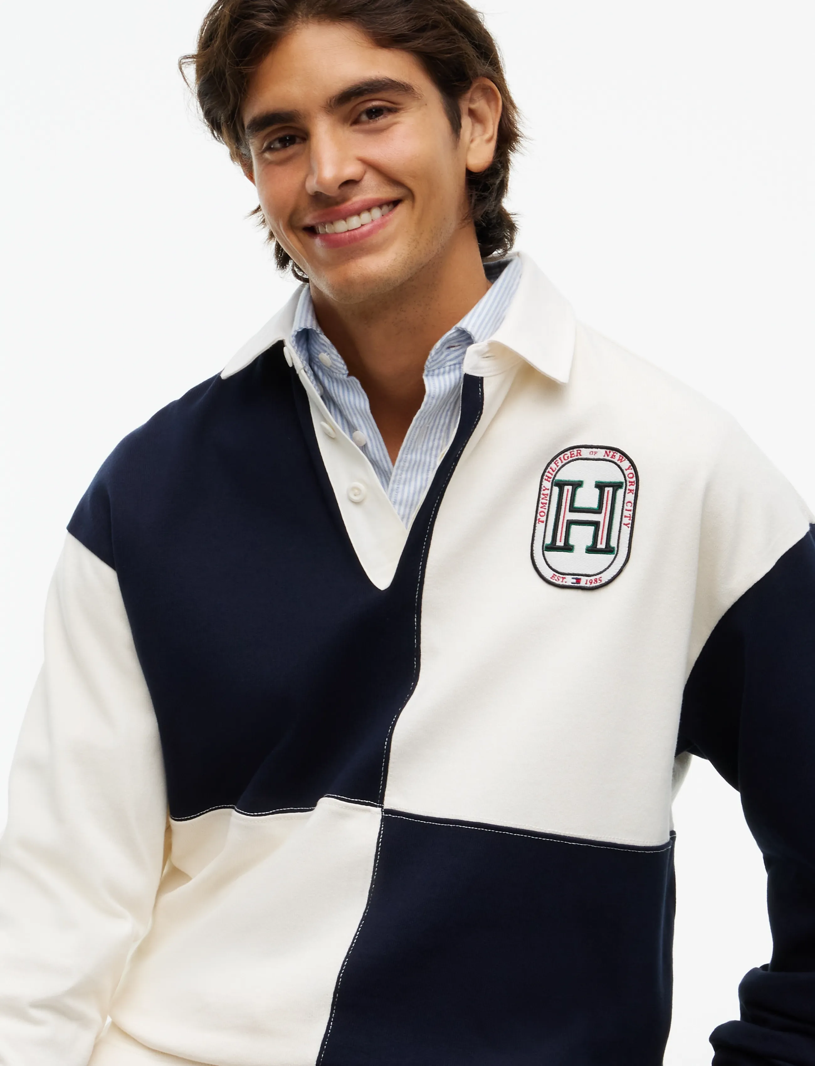 Tommy Hilfiger - VARSITY FASHION RUGBY - pikkade varrukatega kootud polod - ivory petal - 4
