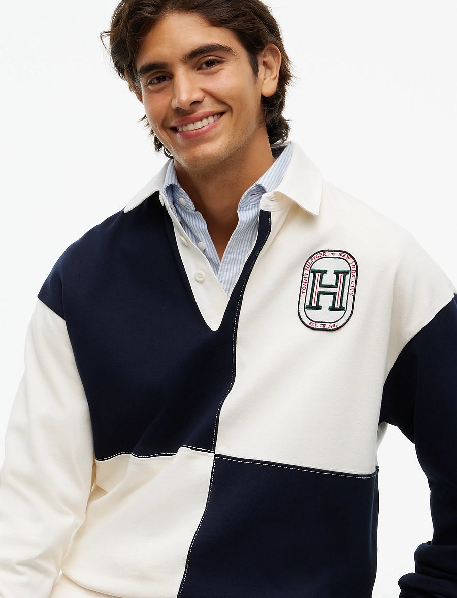 Tommy Hilfiger - VARSITY FASHION RUGBY - pikkade varrukatega kootud polod - ivory petal - 4
