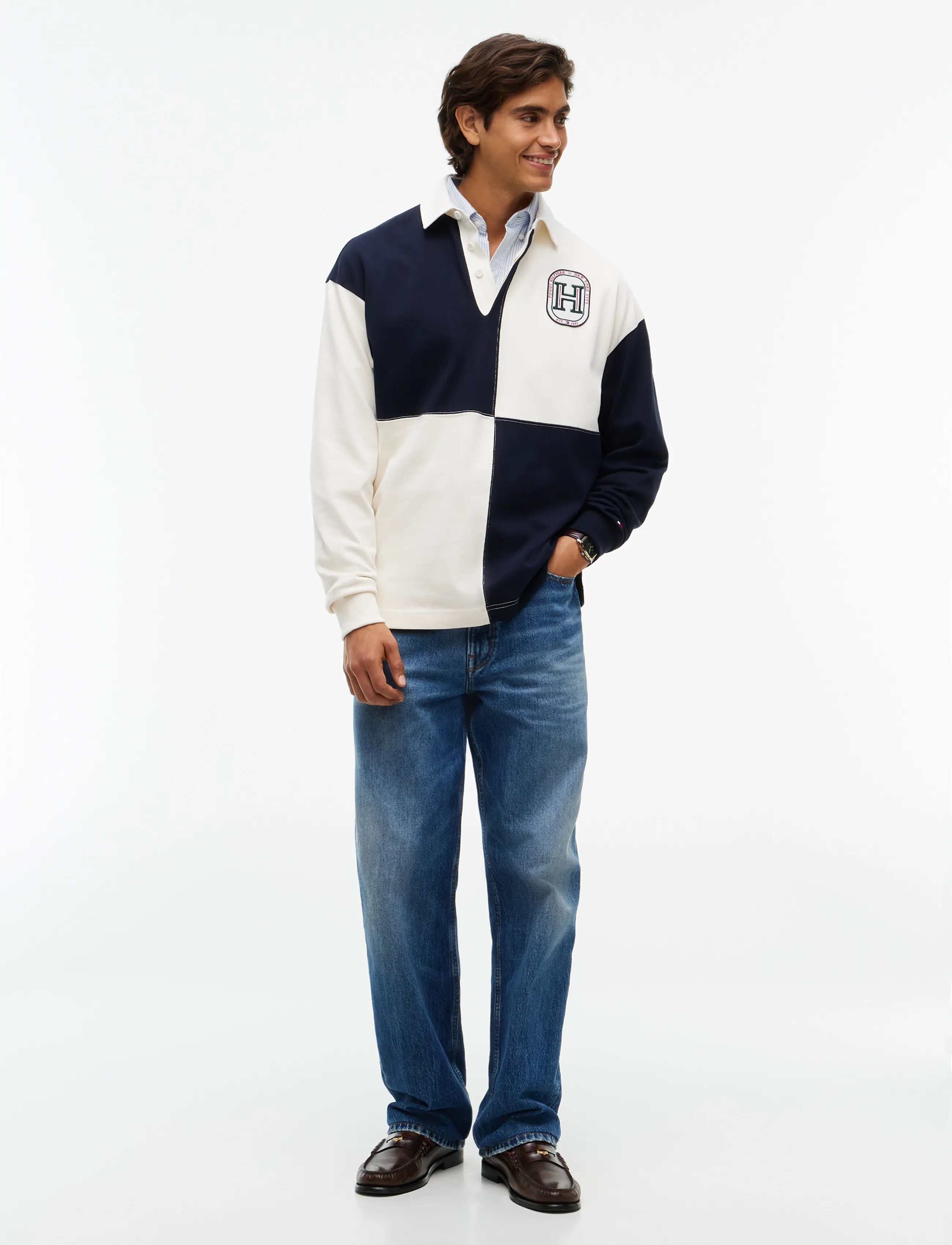 Tommy Hilfiger - VARSITY FASHION RUGBY - pikkade varrukatega kootud polod - ivory petal - 5