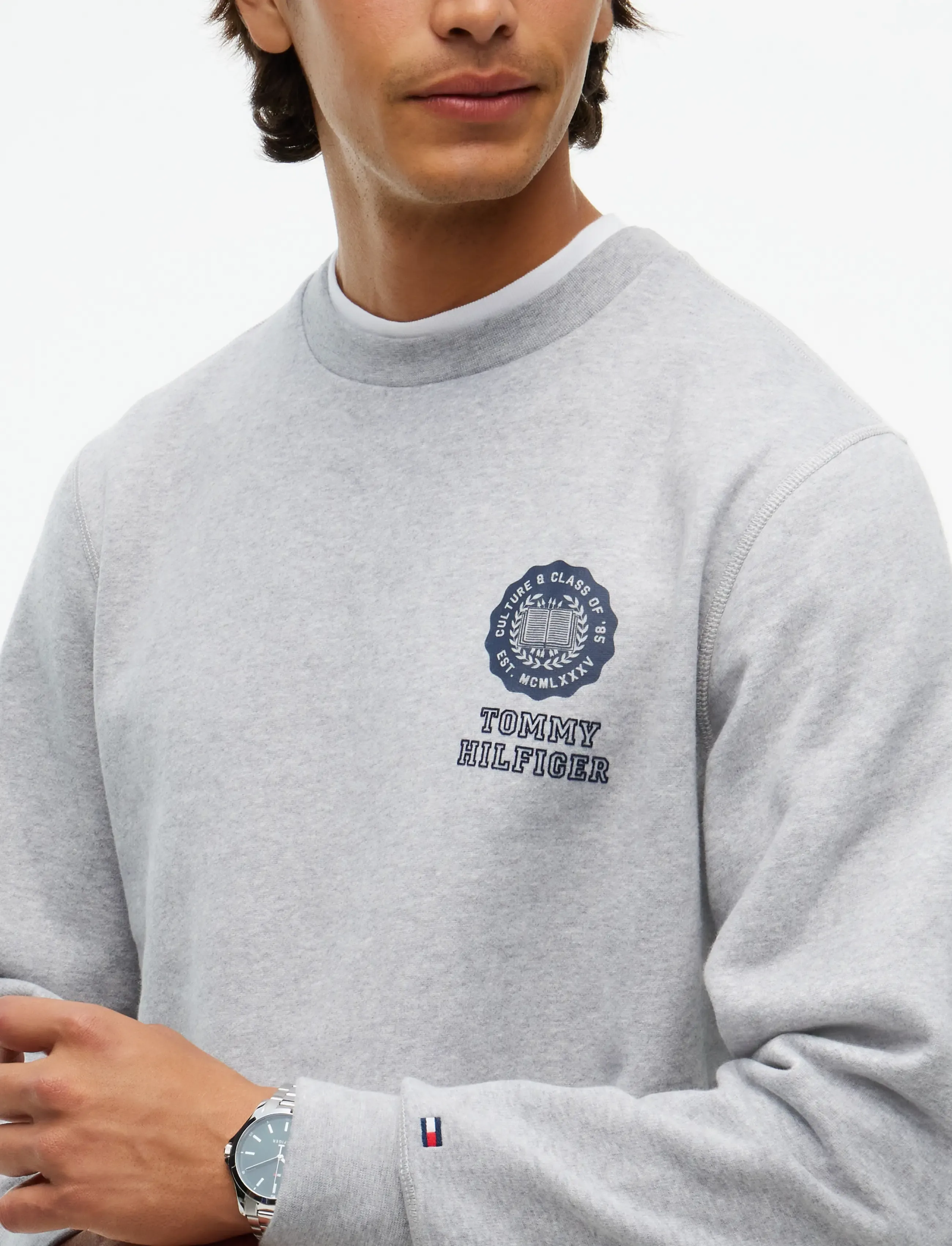 Tommy Hilfiger - VARSITY ROUNDEL REG FLEECE CREW - light grey heather - 3