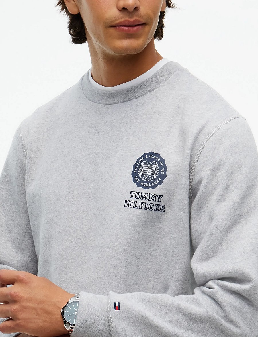 Tommy Hilfiger - VARSITY ROUNDEL REG FLEECE CREW - dressipluusid - light grey heather - 3