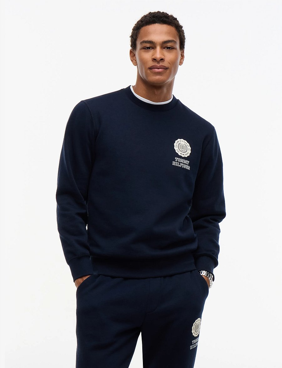 Tommy Hilfiger - VARSITY ROUNDEL REG FLEECE CREW - shoppa efter tillfälle - navy blue - 0