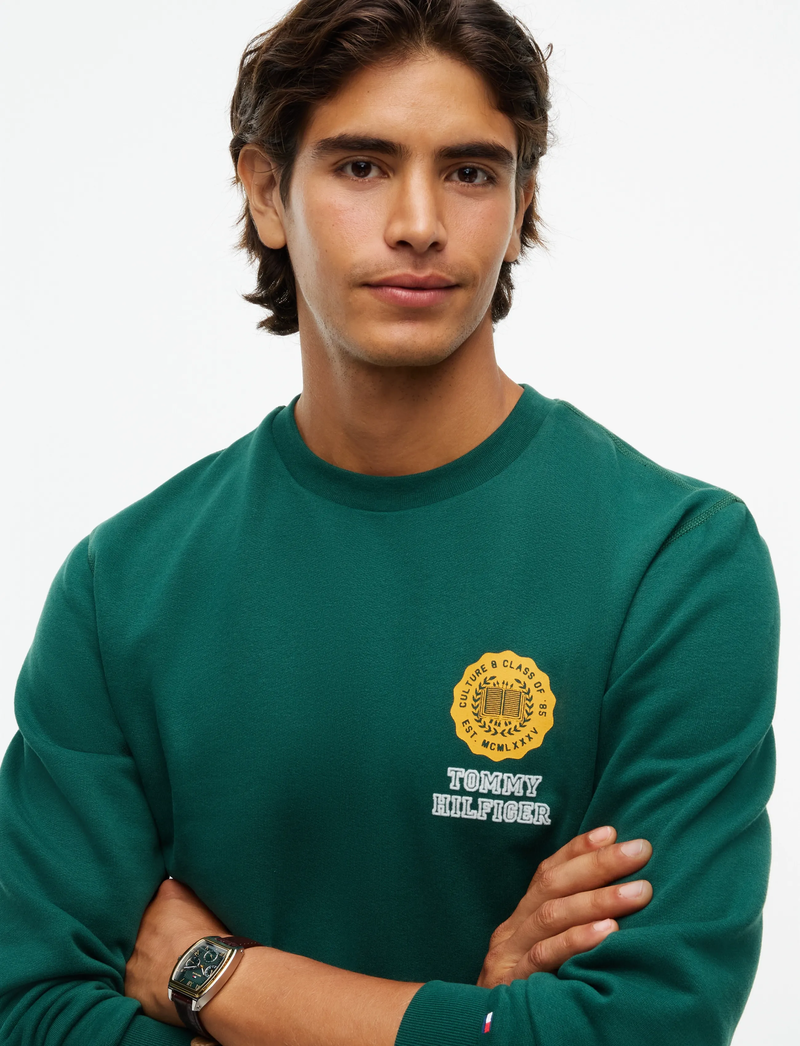 Tommy Hilfiger - VARSITY ROUNDEL REG FLEECE CREW - sweatshirts - ornamental green - 4
