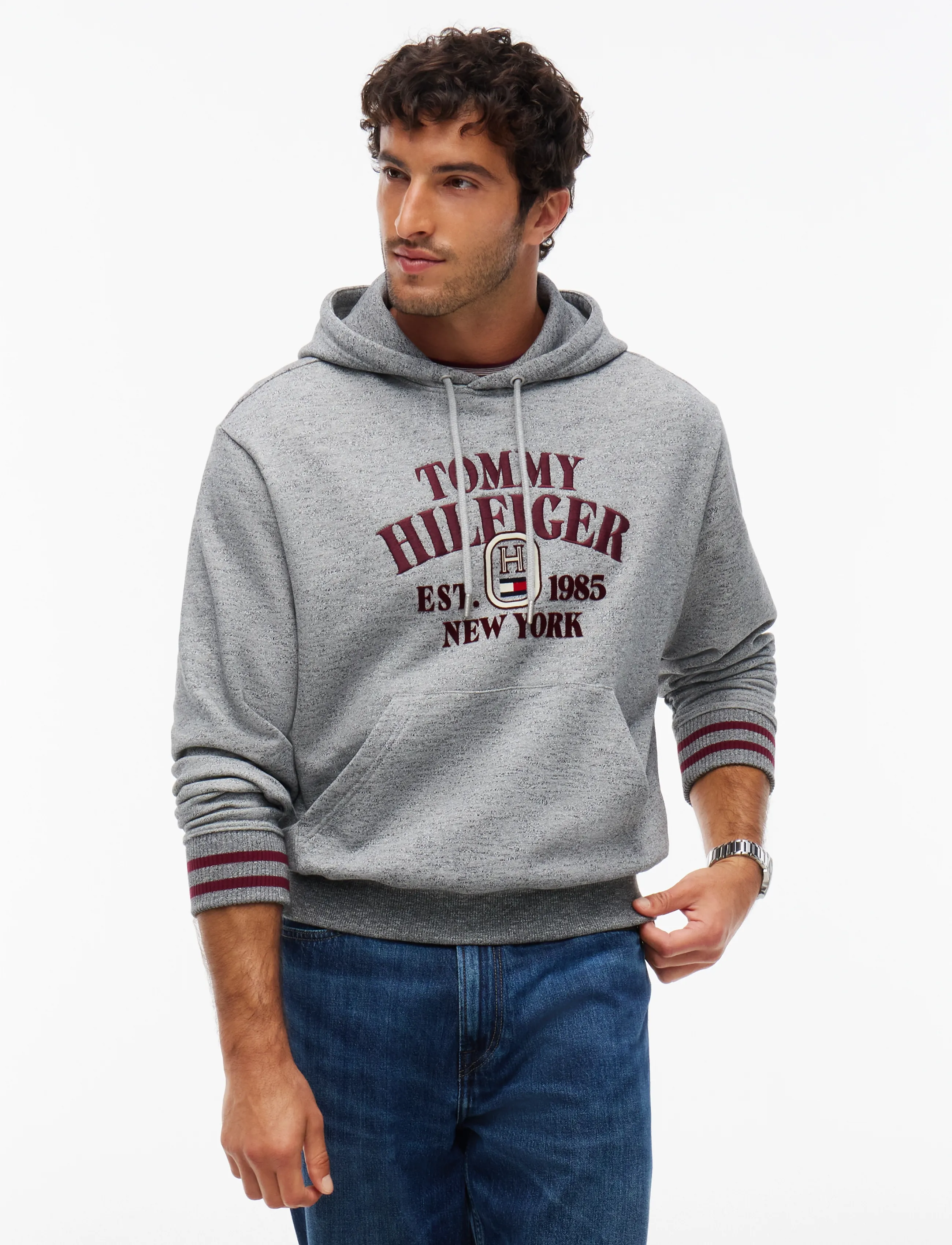 Tommy Hilfiger VARSITY EMBRO RLX HOODIE - Nach Anlass kaufen - LIGHT GREY HEATHER / grey