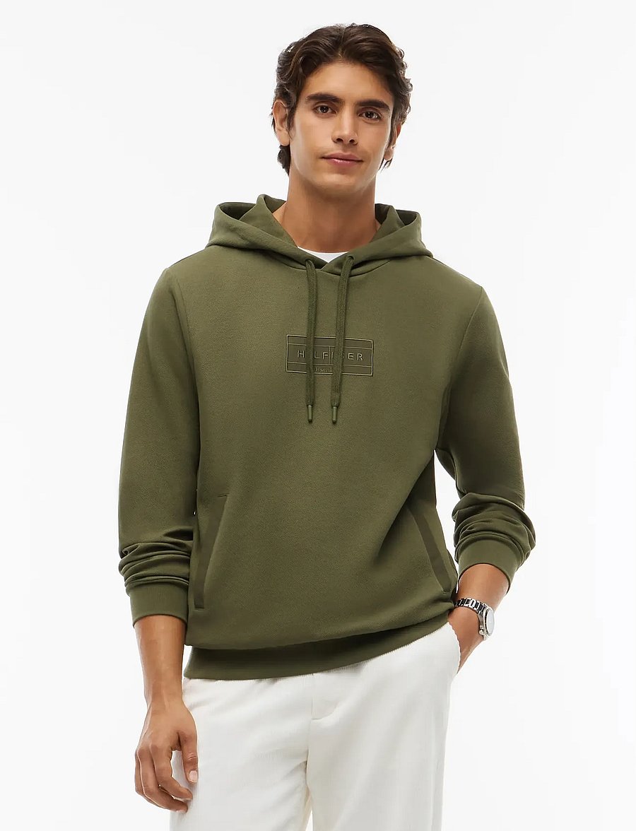 Tommy Hilfiger - MIX MEDIA TWILL REG HOODIE - hoodies - huntsman green - 0