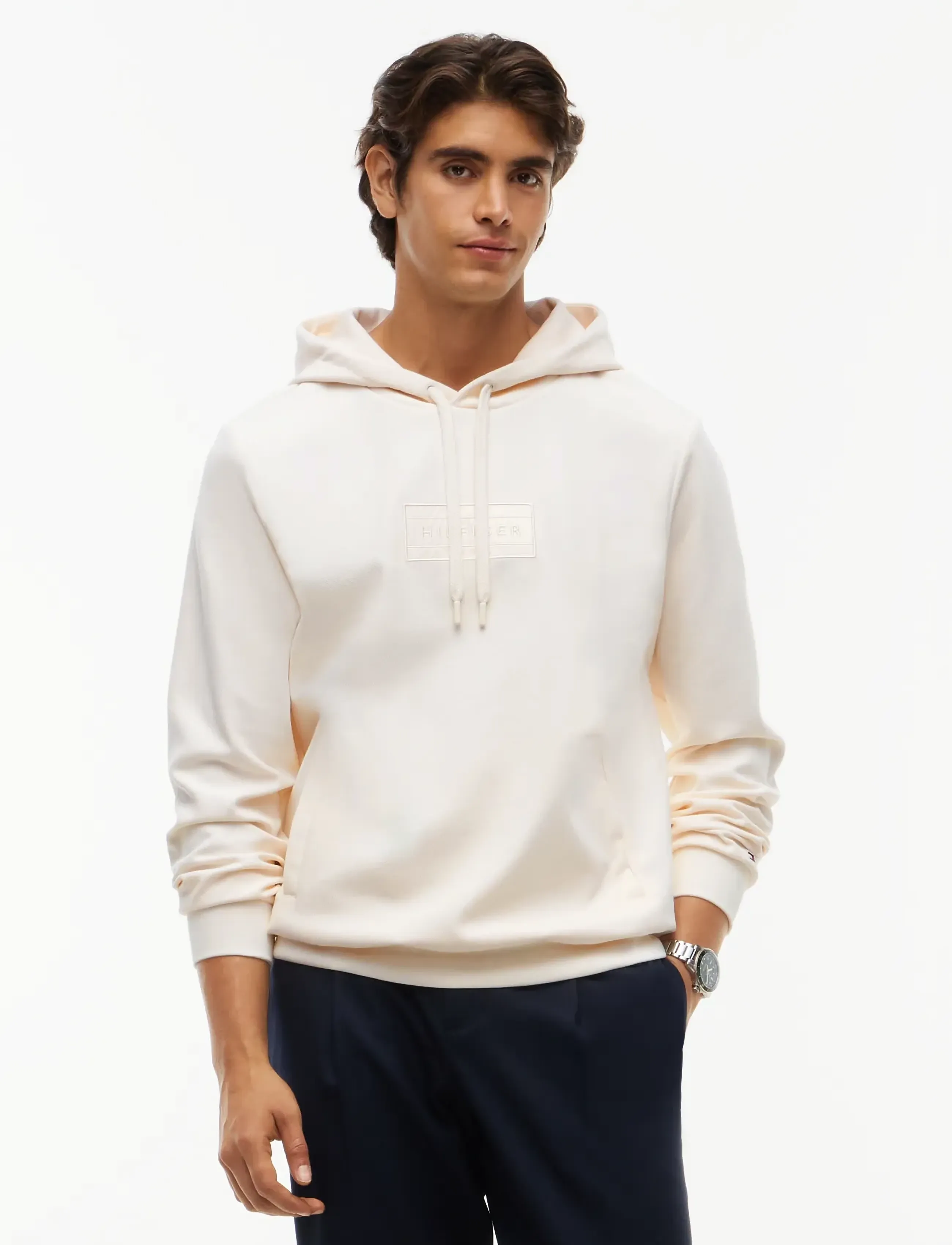 Tommy Hilfiger MIX MEDIA TWILL REG HOODIE - Sweatshirts - IVORY PETAL / cream